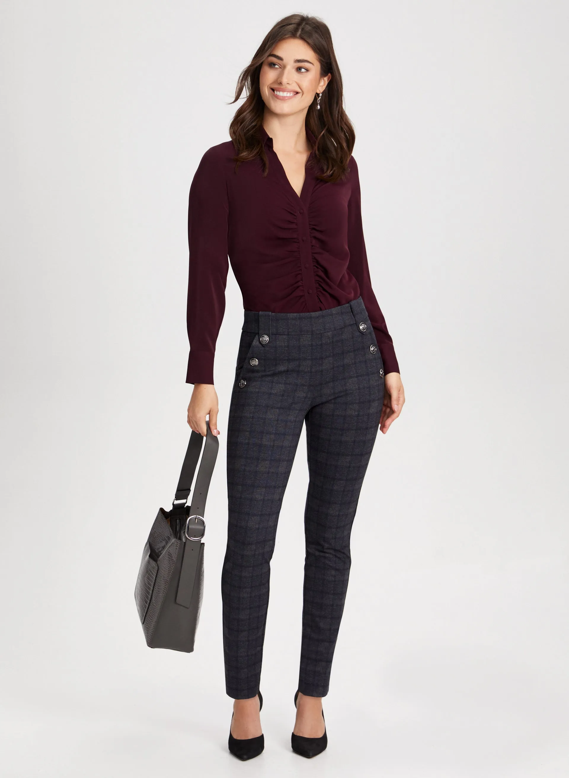 Slim Leg Checkered Pull-On Pants sold by Laura product image thumbnail 3