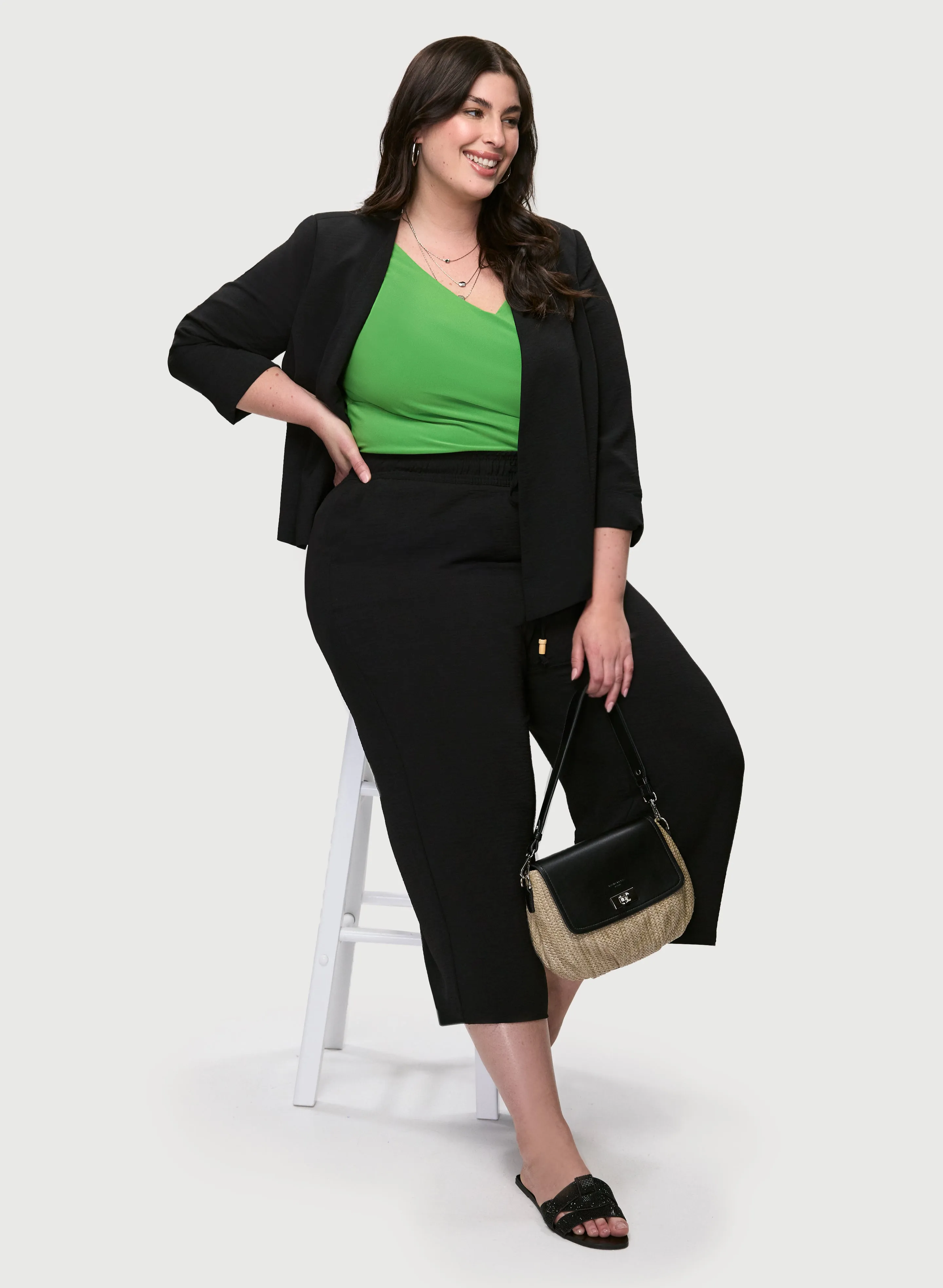 Cropped Open-Front Jacket & Wide Leg Capris sold by Laura