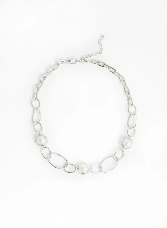 Chain Link & Pearl Necklace sold by Laura