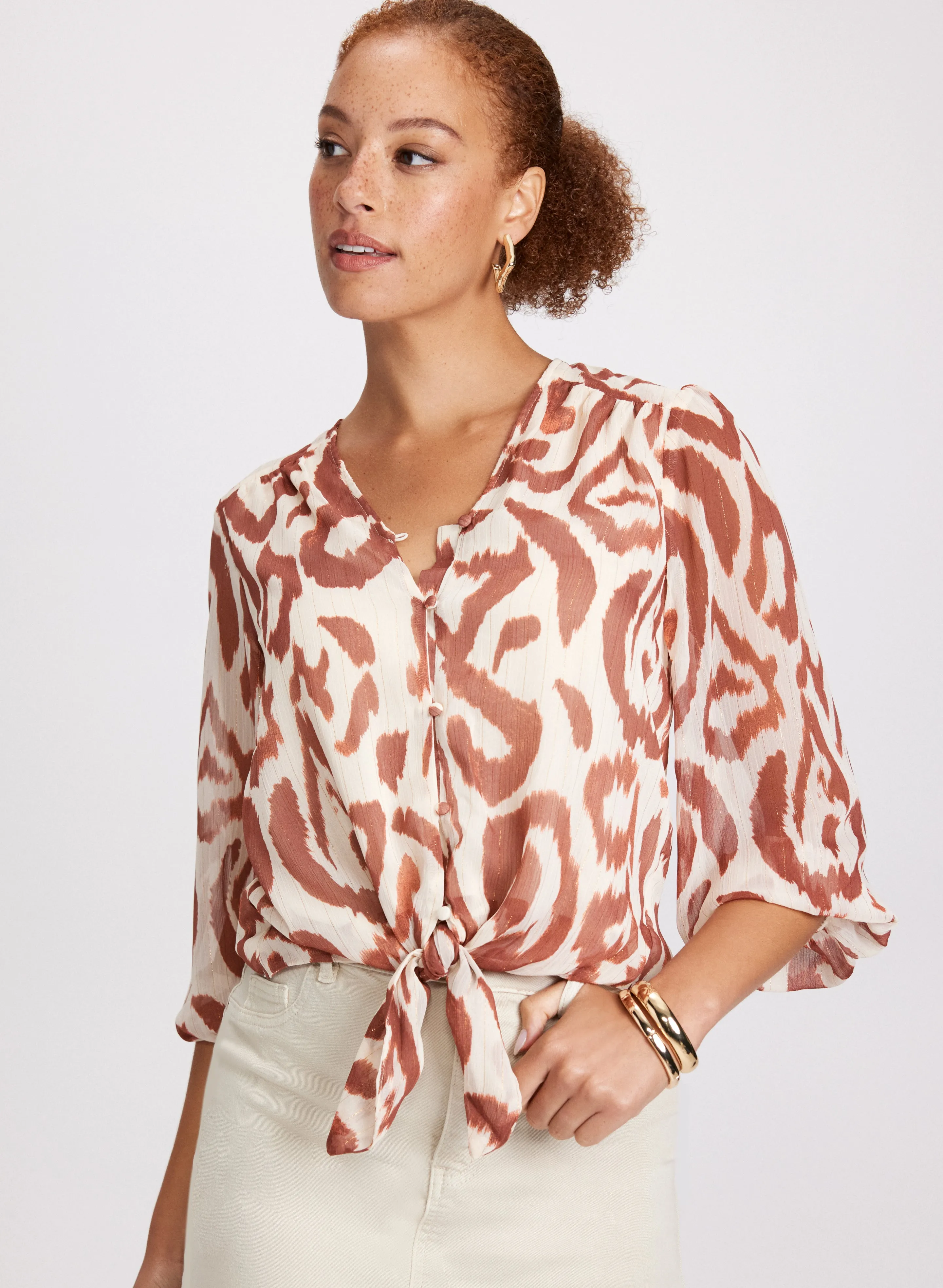Abstract Tie-Front Blouse sold by Laura product image thumbnail 5