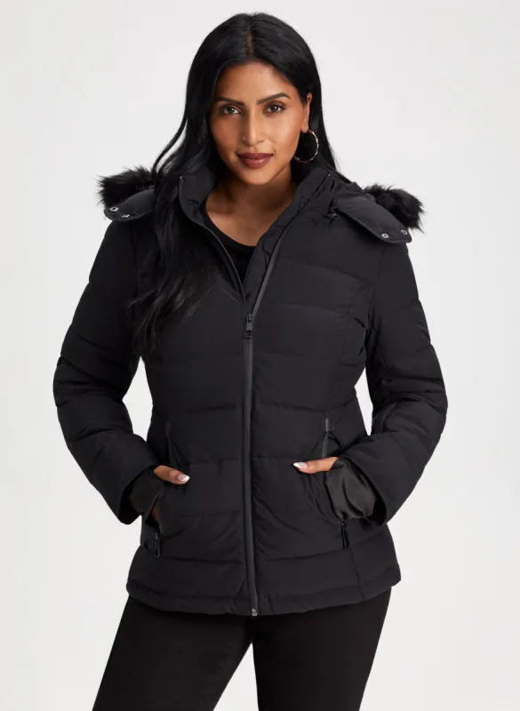 Stretch Recycled Vegan Down Coat sold by Laura