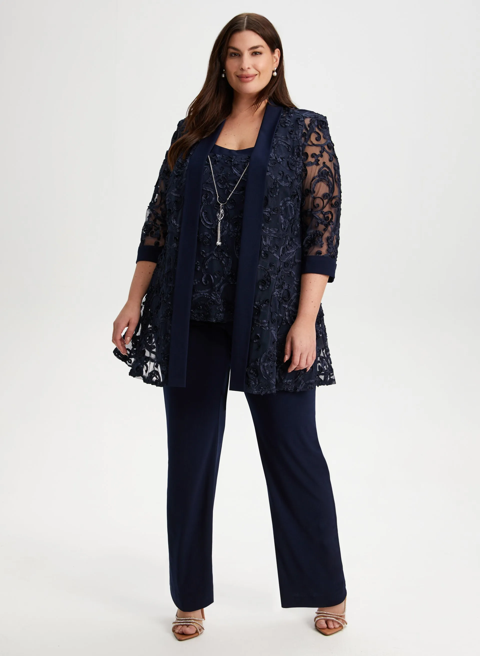 Embroidered Jacket, Cami & Pants Set sold by Laura