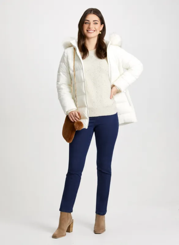 Vegan Down Coat & Straight Leg Jeans sold by Laura