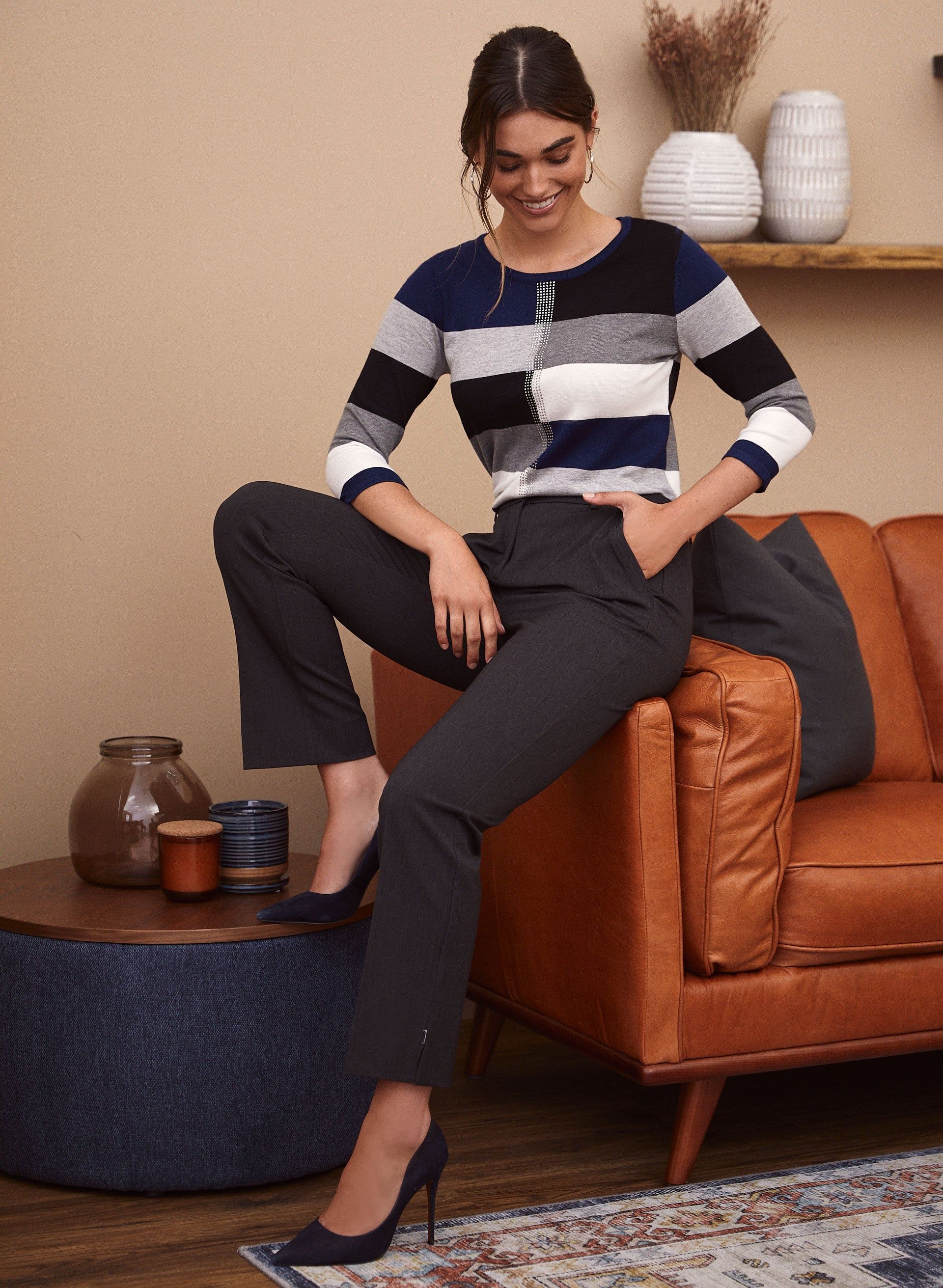 Rhinestone Trim Colour Block Sweater sold by Laura product image thumbnail 5