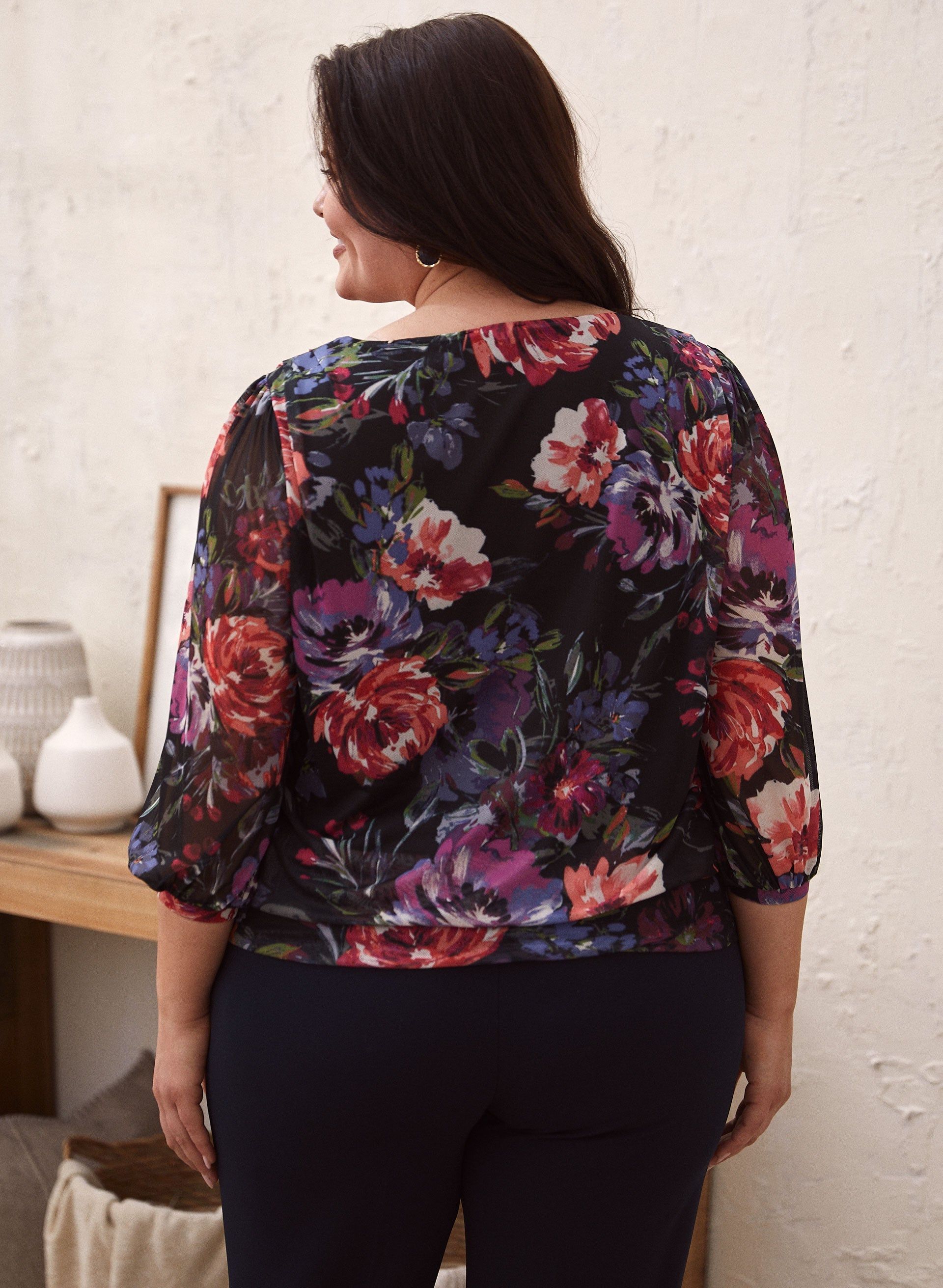 3/4 Sleeve Floral Print Top sold by Laura product image thumbnail 4