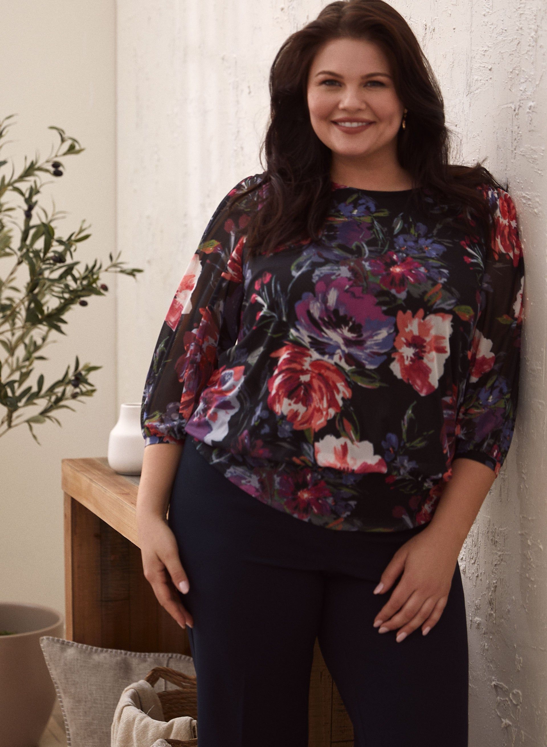 3/4 Sleeve Floral Print Top sold by Laura