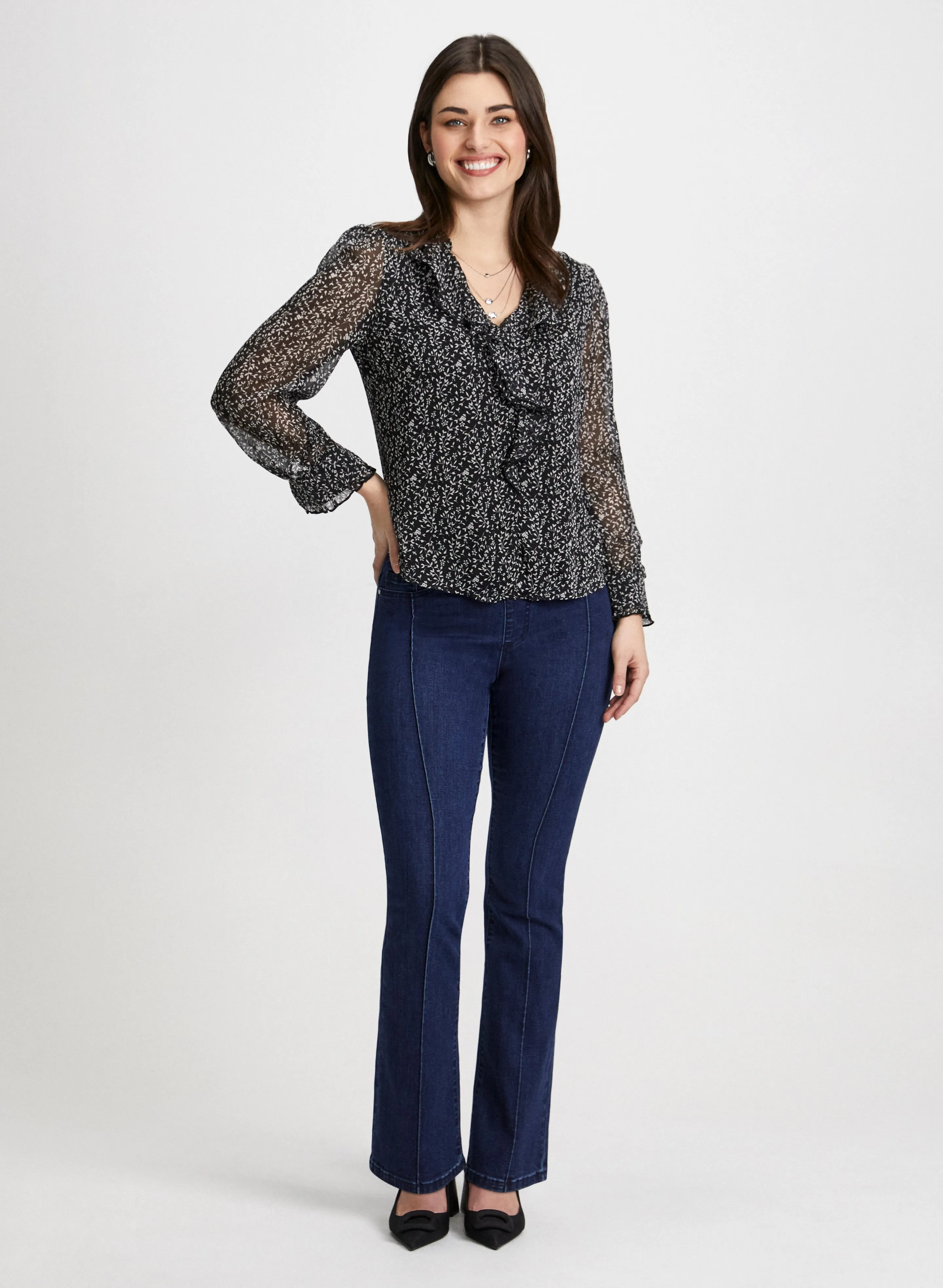 Leaf Print Blouse & Bootcut Jeans sold by Laura