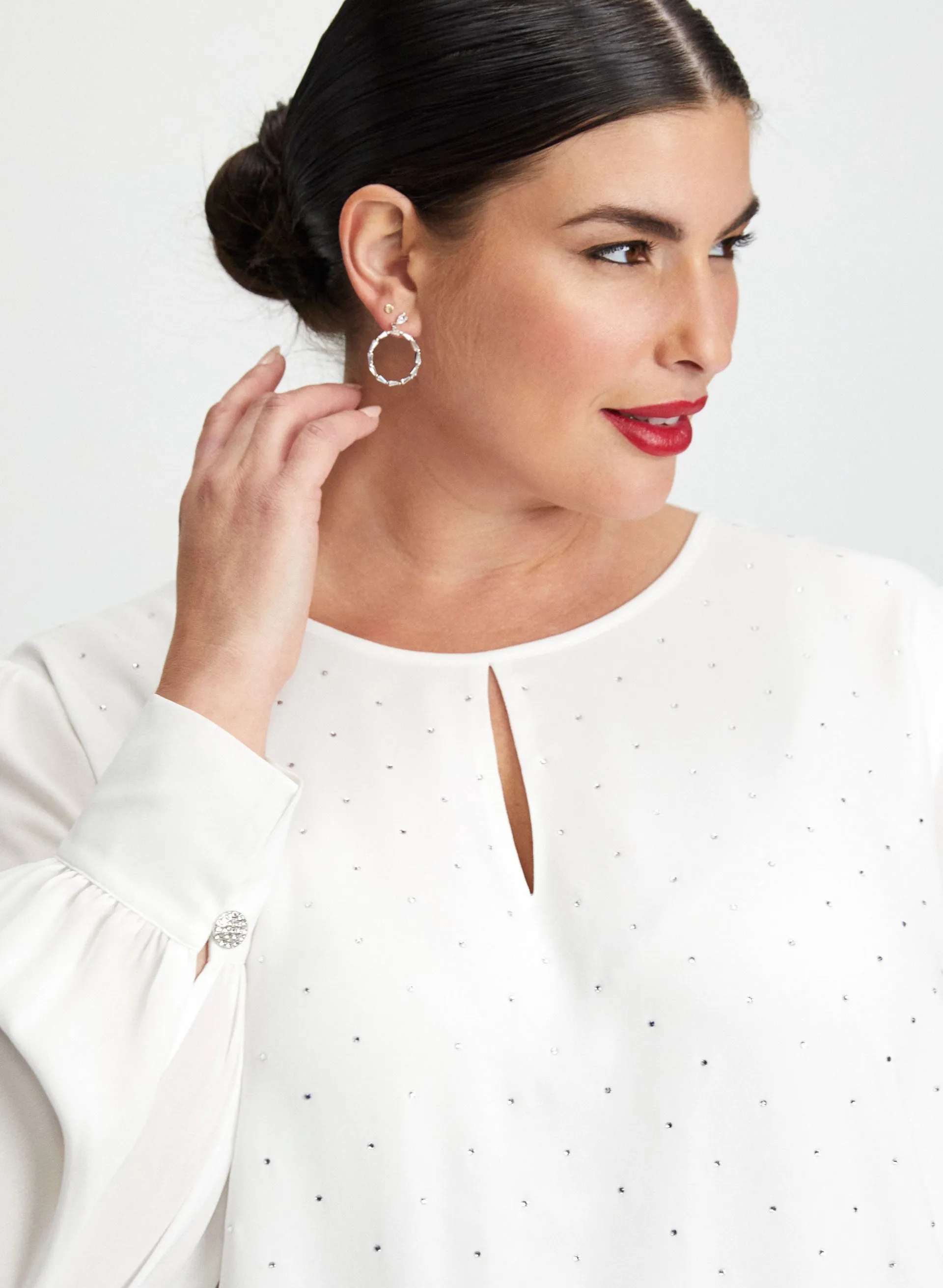 Rhinestone Embellished Popover Blouse sold by Laura product image thumbnail 2