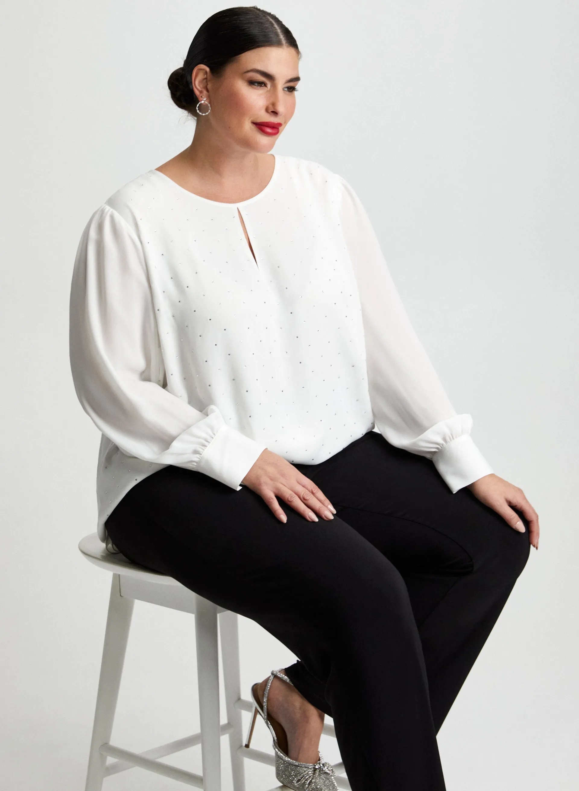 Rhinestone Embellished Popover Blouse sold by Laura product image thumbnail 5