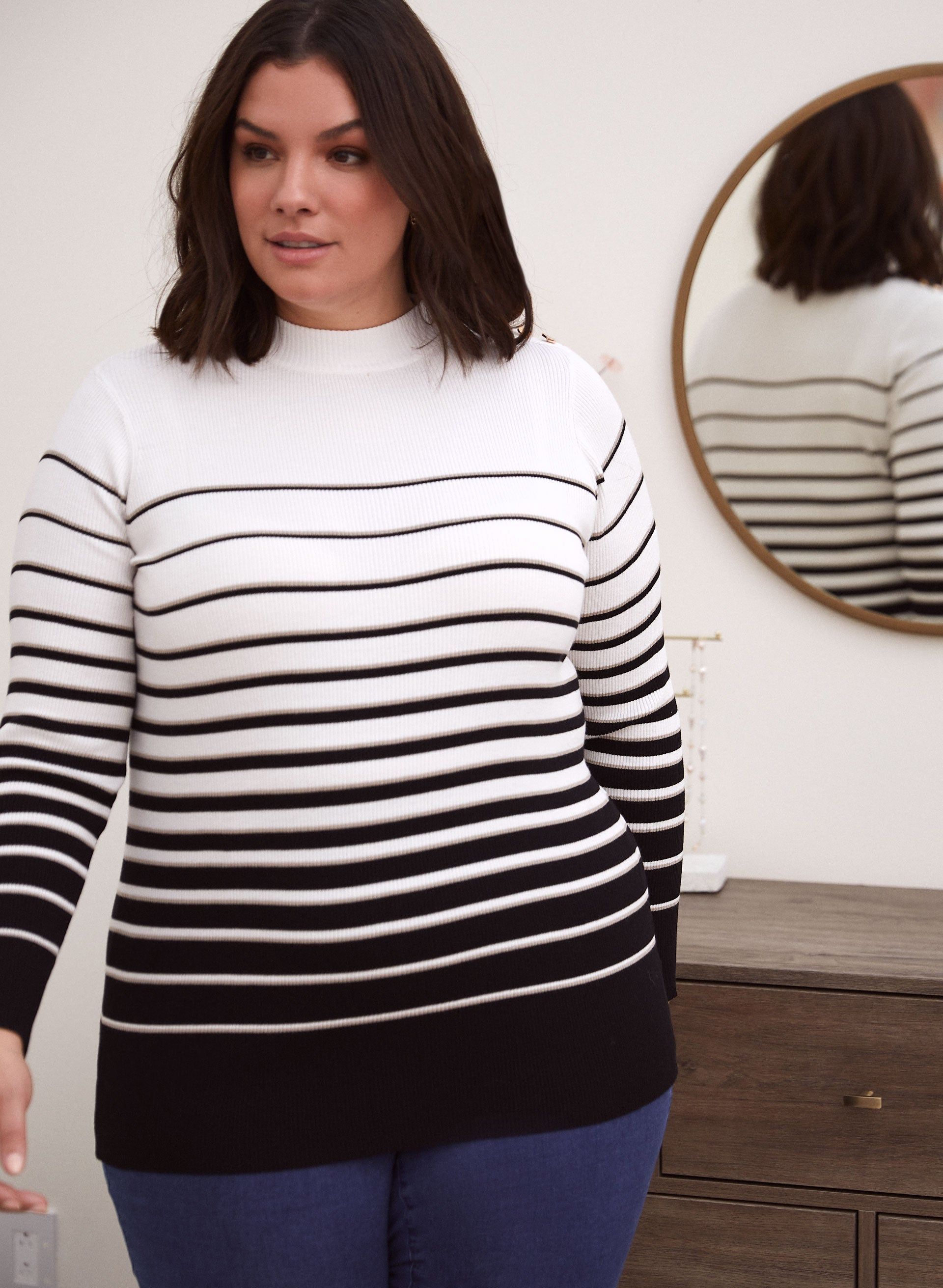 Button Detail Stripe Print Sweater sold by Laura product image thumbnail 4