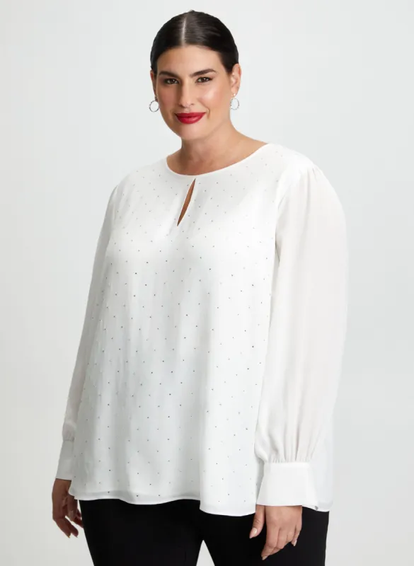 Rhinestone Embellished Popover Blouse sold by Laura
