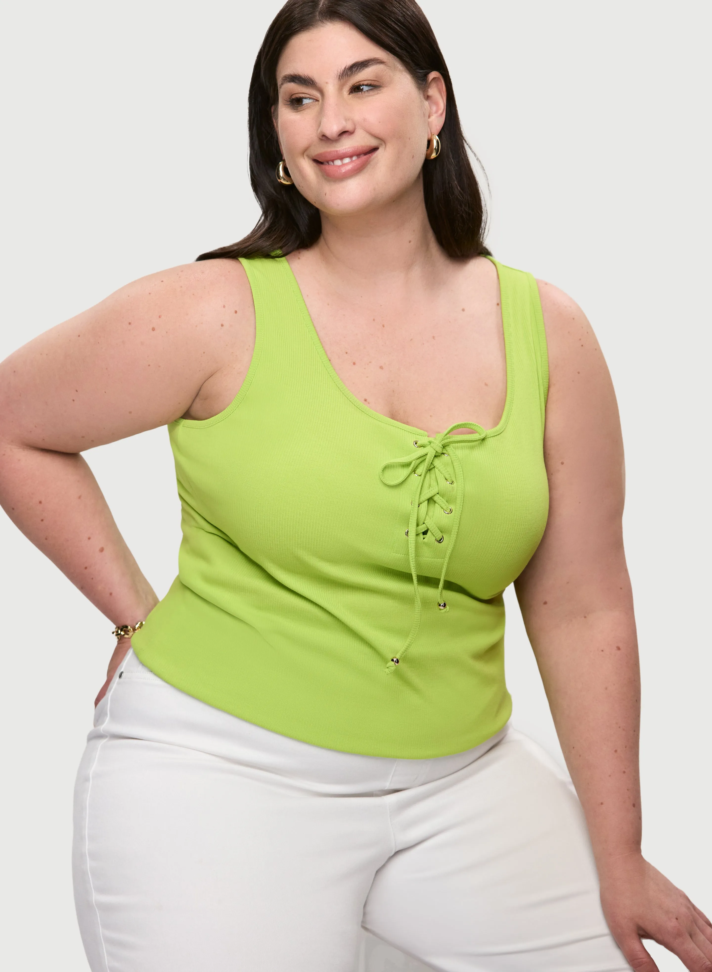 Lace-Up Ribbed Tank sold by Laura