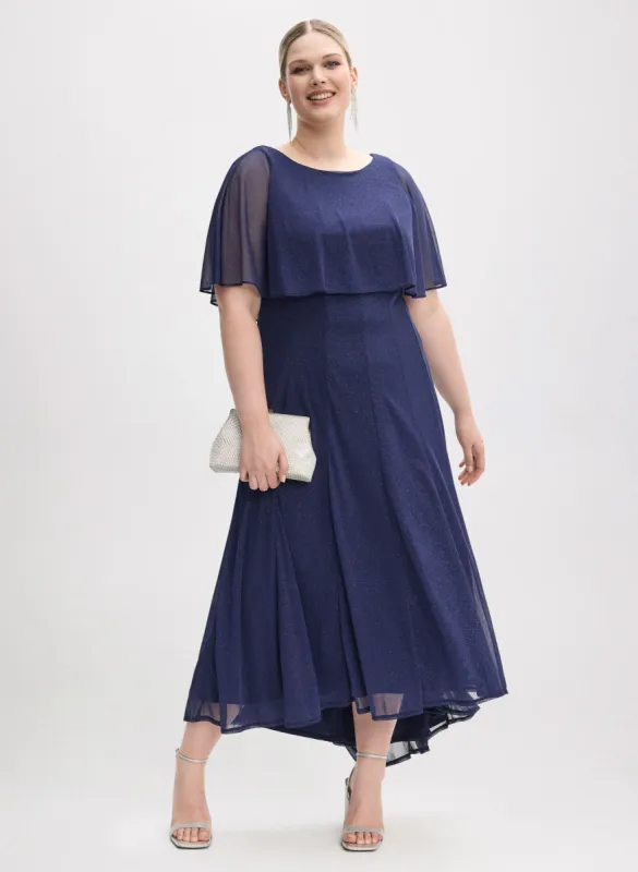 Glitter Capelet Midi Dress sold by Laura