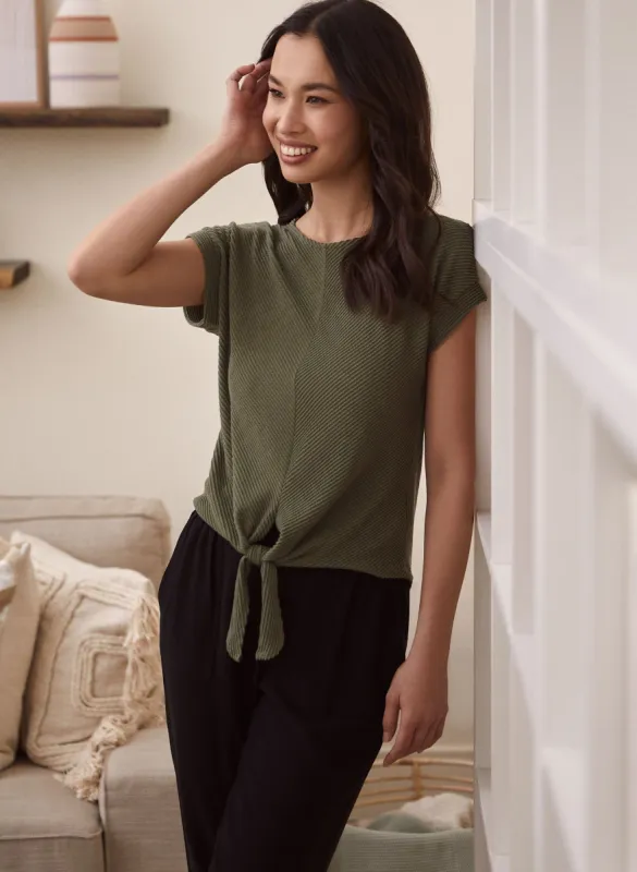 Short Sleeve Tie Detail Top sold by Laura