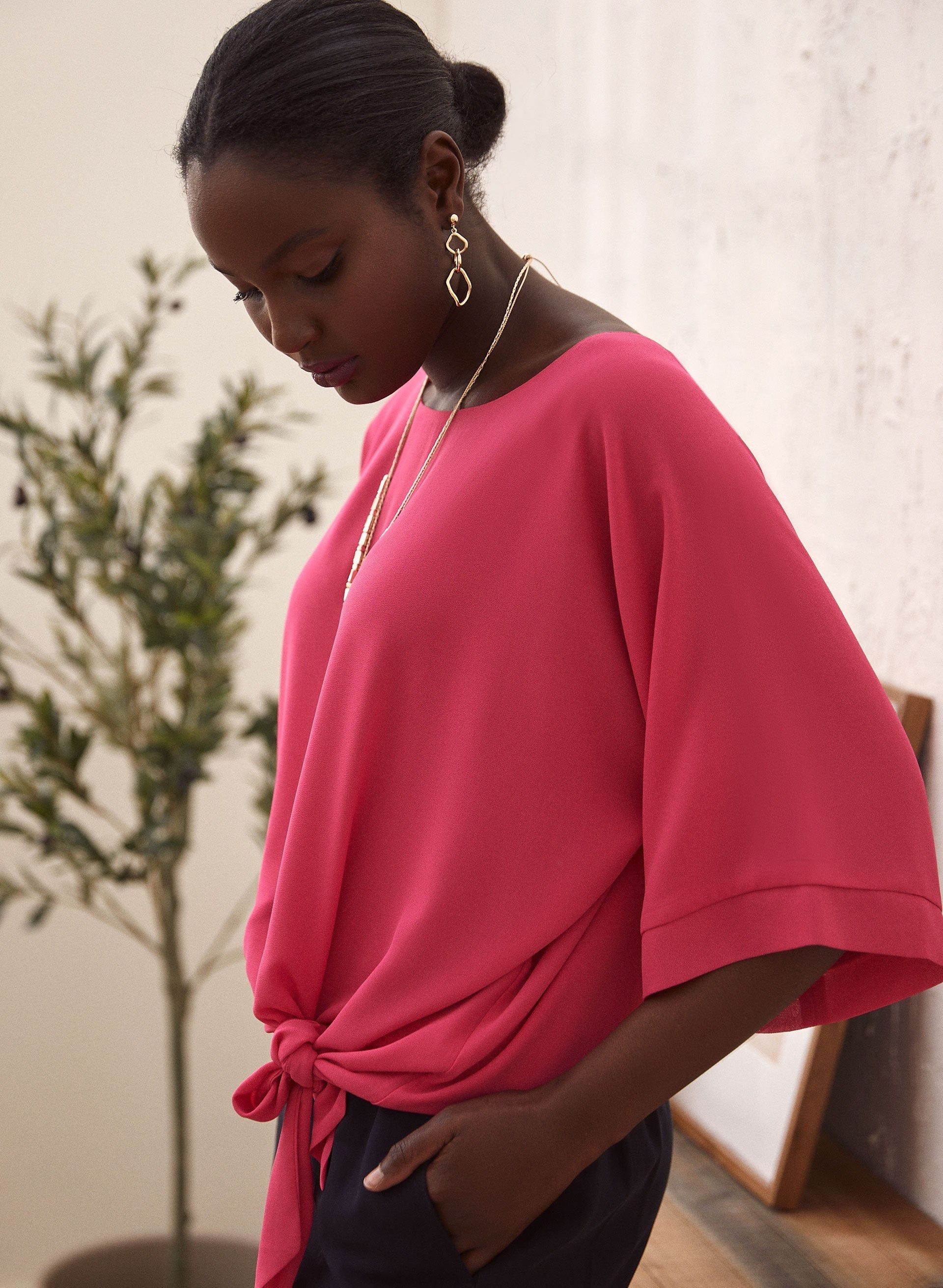 Side Tie Chiffon Blouse sold by Laura