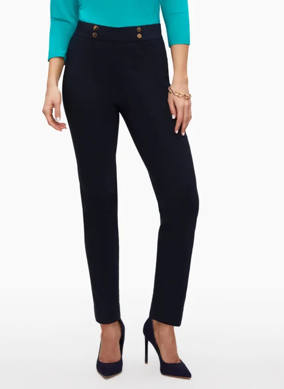 Pull-On Button Detail Pants sold by Laura