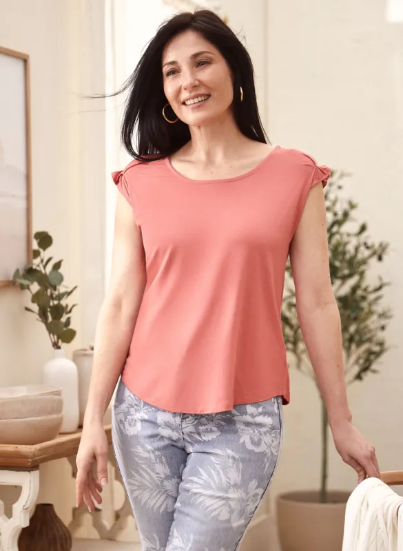 Ruffle Detail Short Sleeve Tee sold by Laura