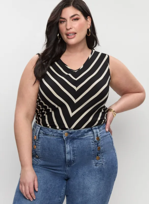 Chevron Stripe Sleeveless Top sold by Laura