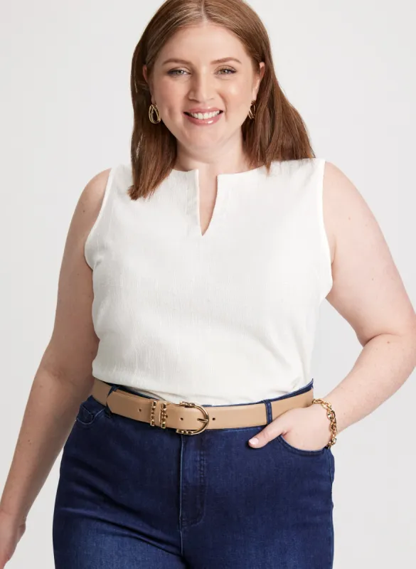 Embroidered Stripes Sleeveless Blouse sold by Laura