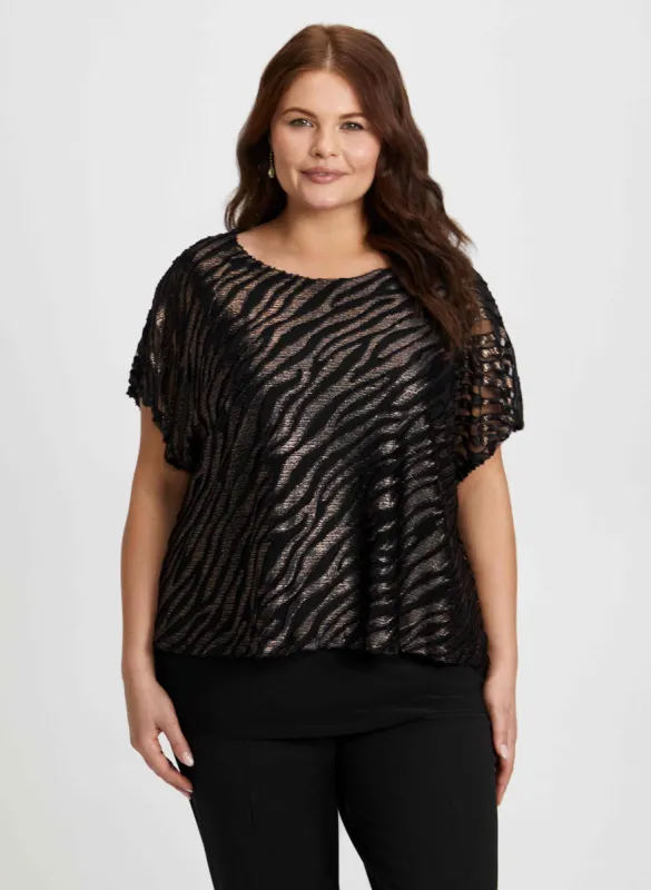Metallic Zebra Motif Top sold by Laura