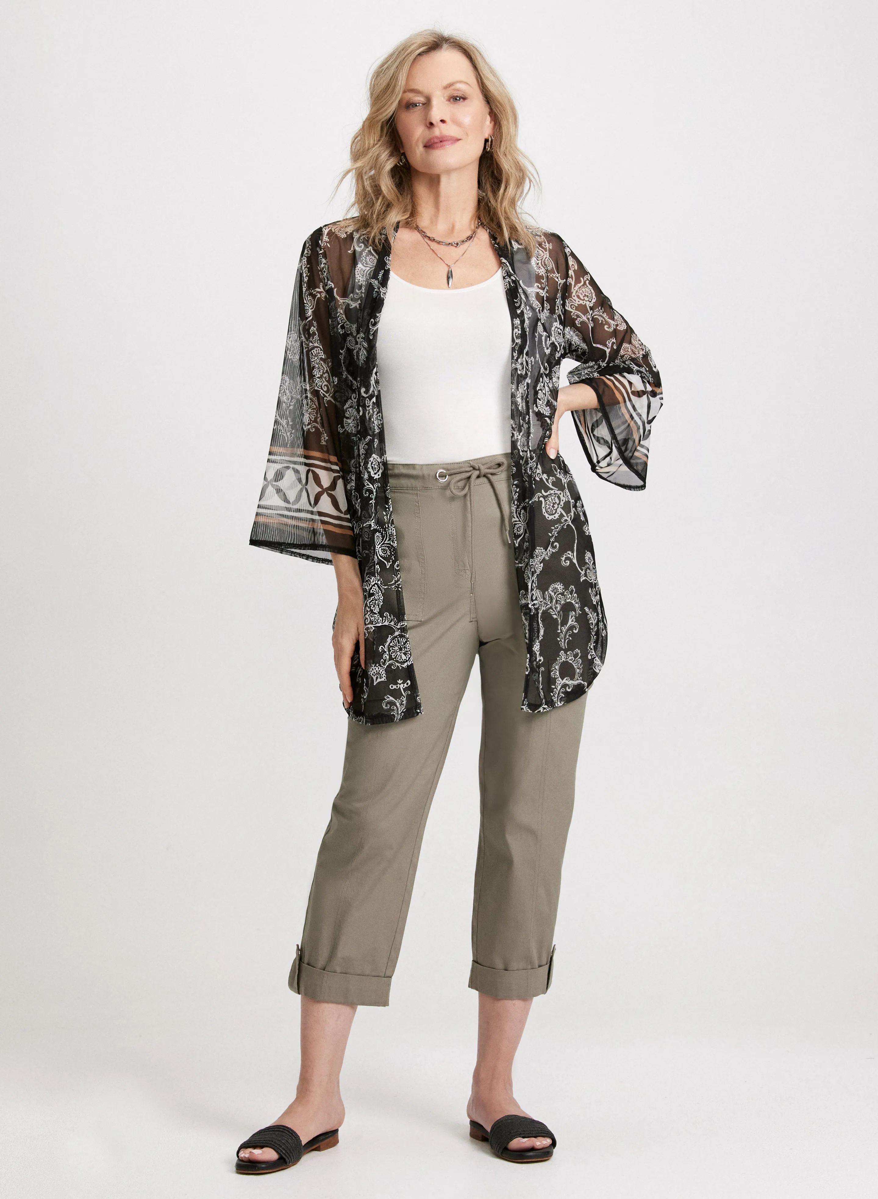 Mesh Cover-Up & Cargo Capris sold by Laura