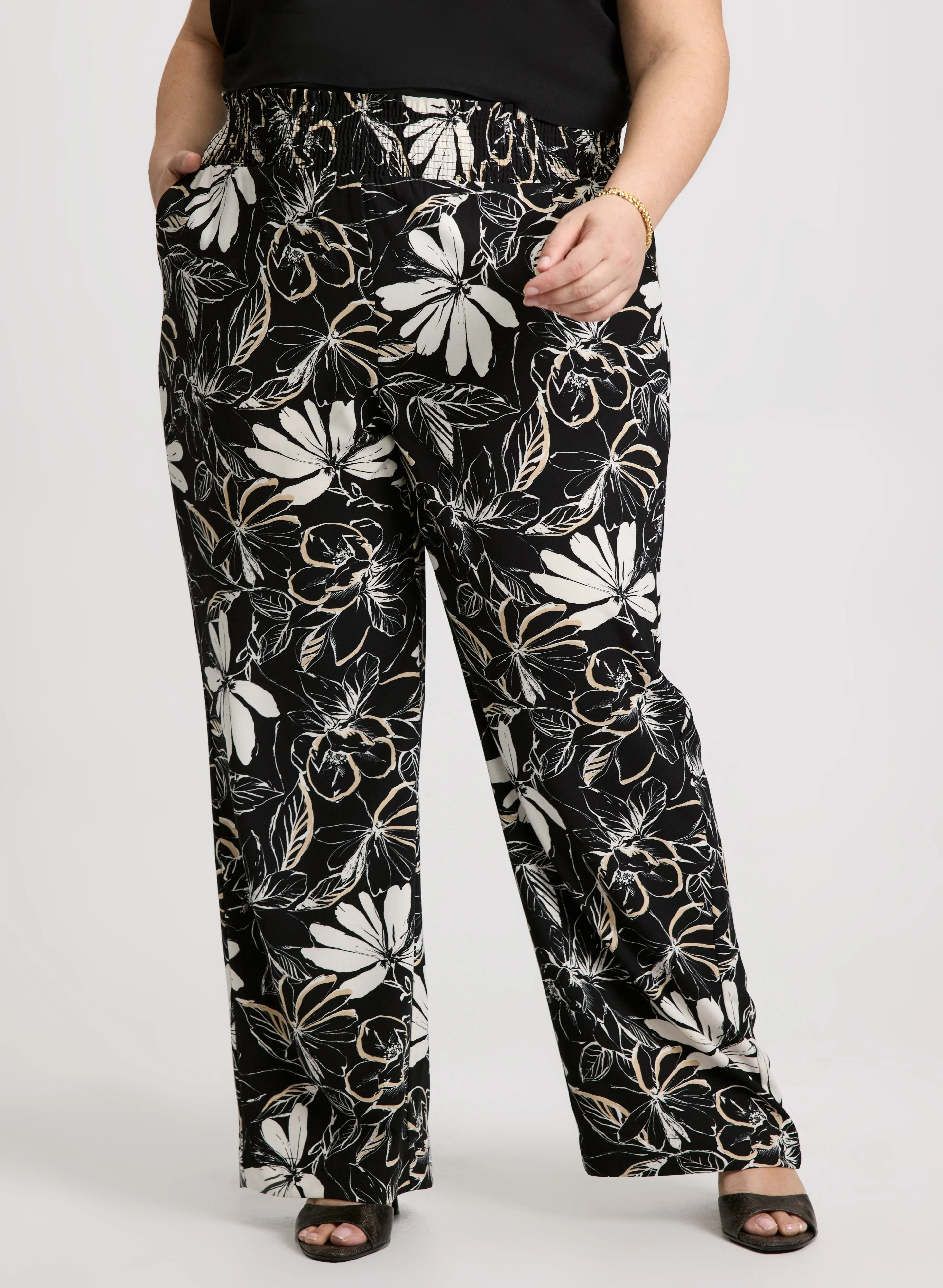 Crepe Floral Wide Leg Pants sold by Laura