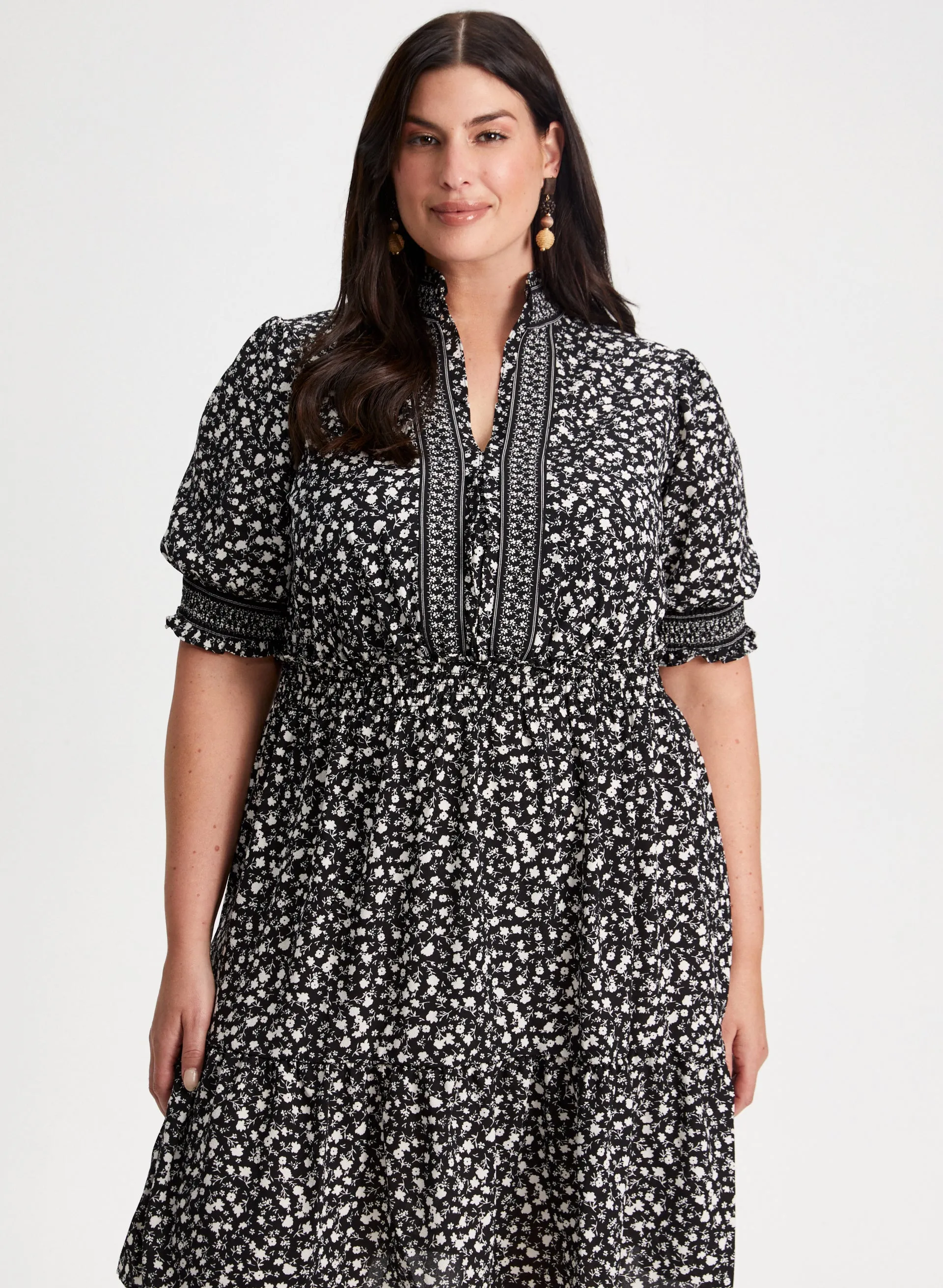 Smocked Floral Print Dress sold by Laura product image thumbnail 4