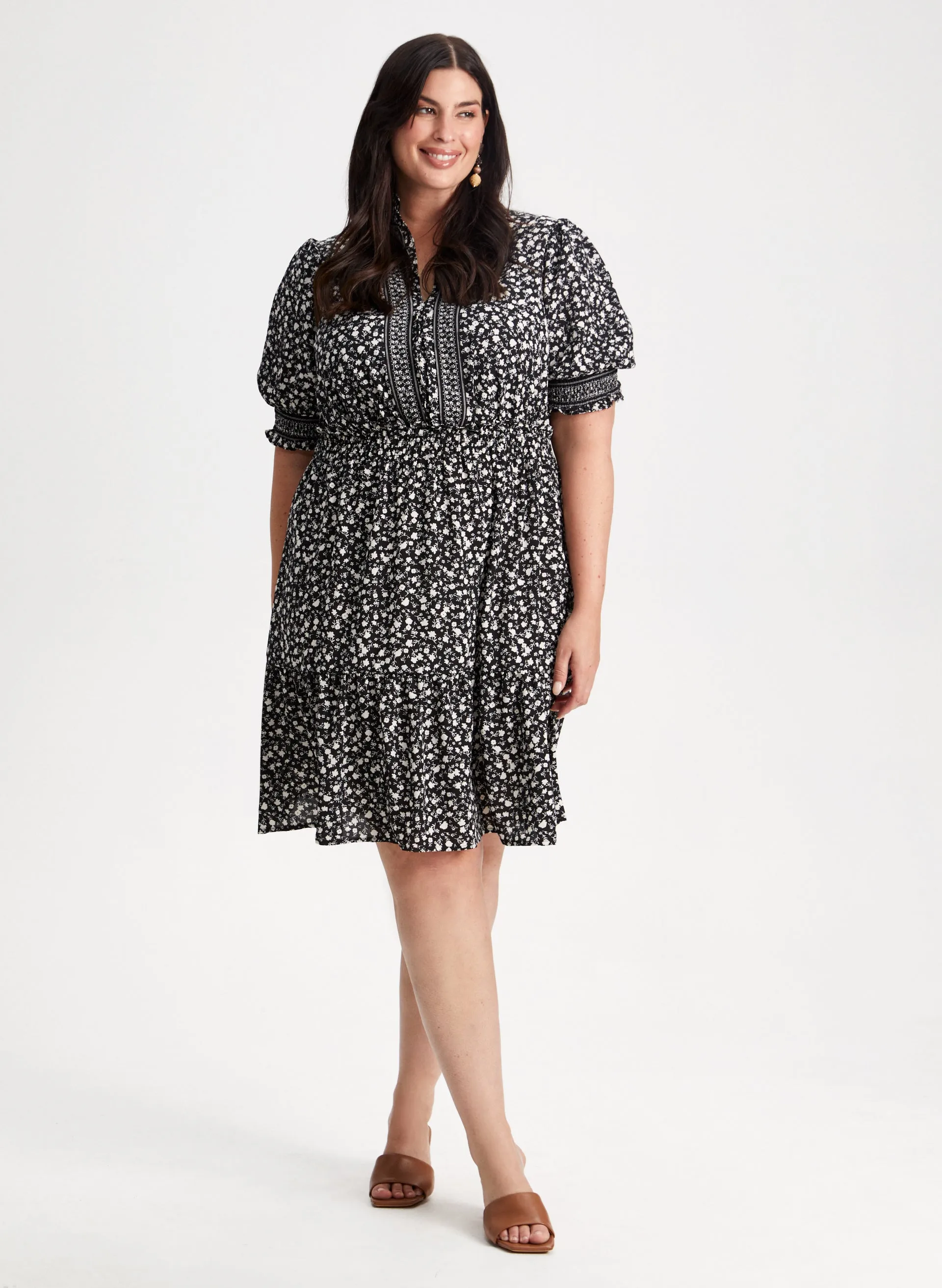 Smocked Floral Print Dress sold by Laura