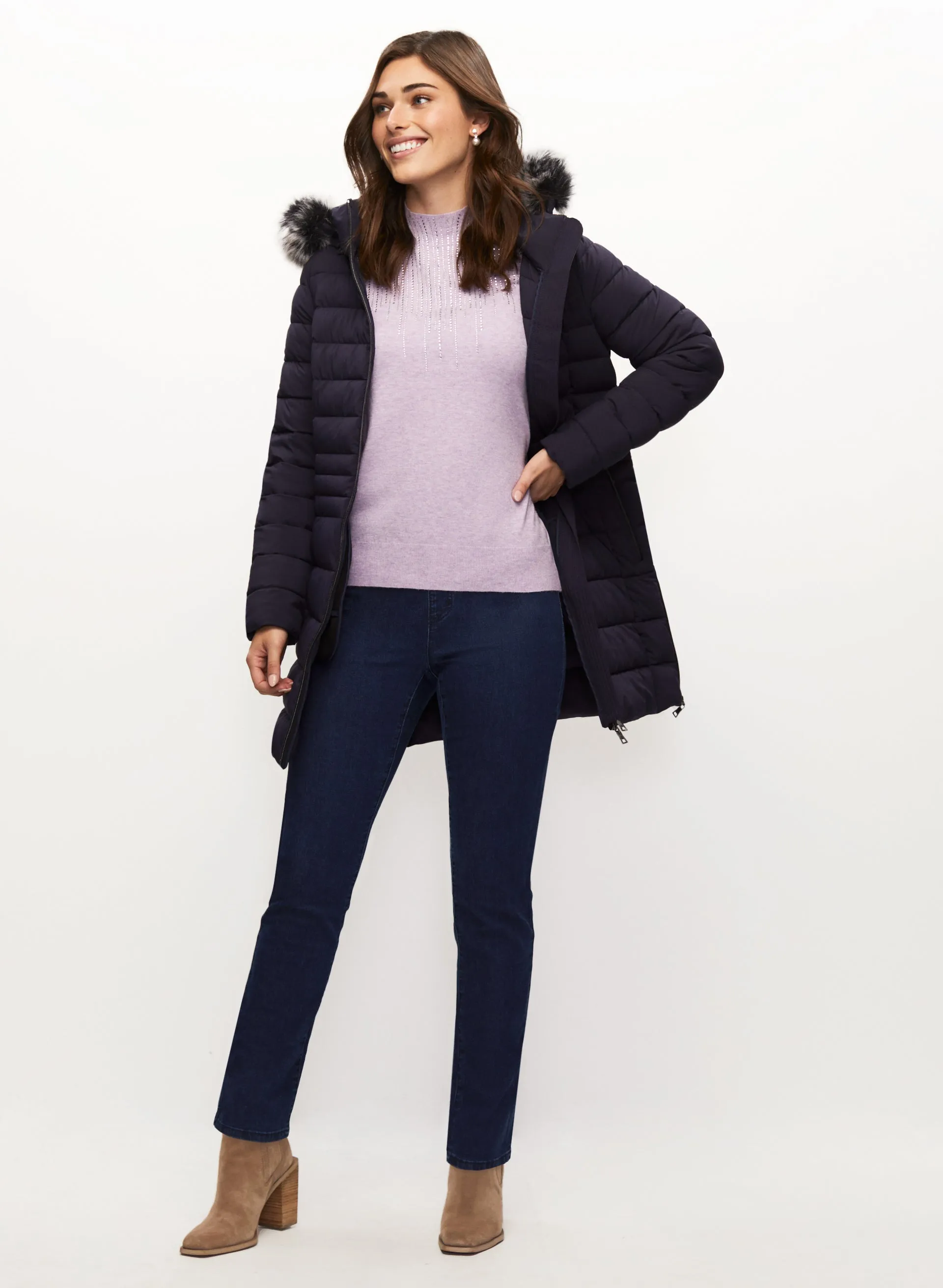 Rhinestone Detail Sweater & Pull-On Jeans sold by Laura