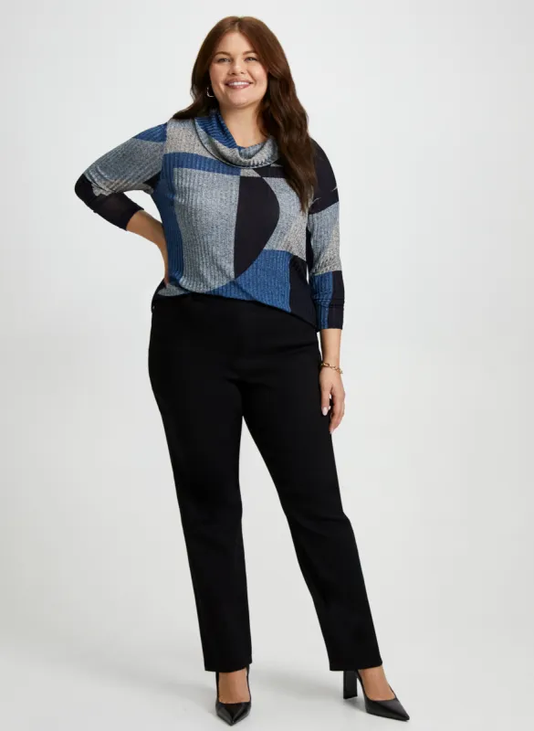 Geometric Print Top & Straight Leg Jeans sold by Laura