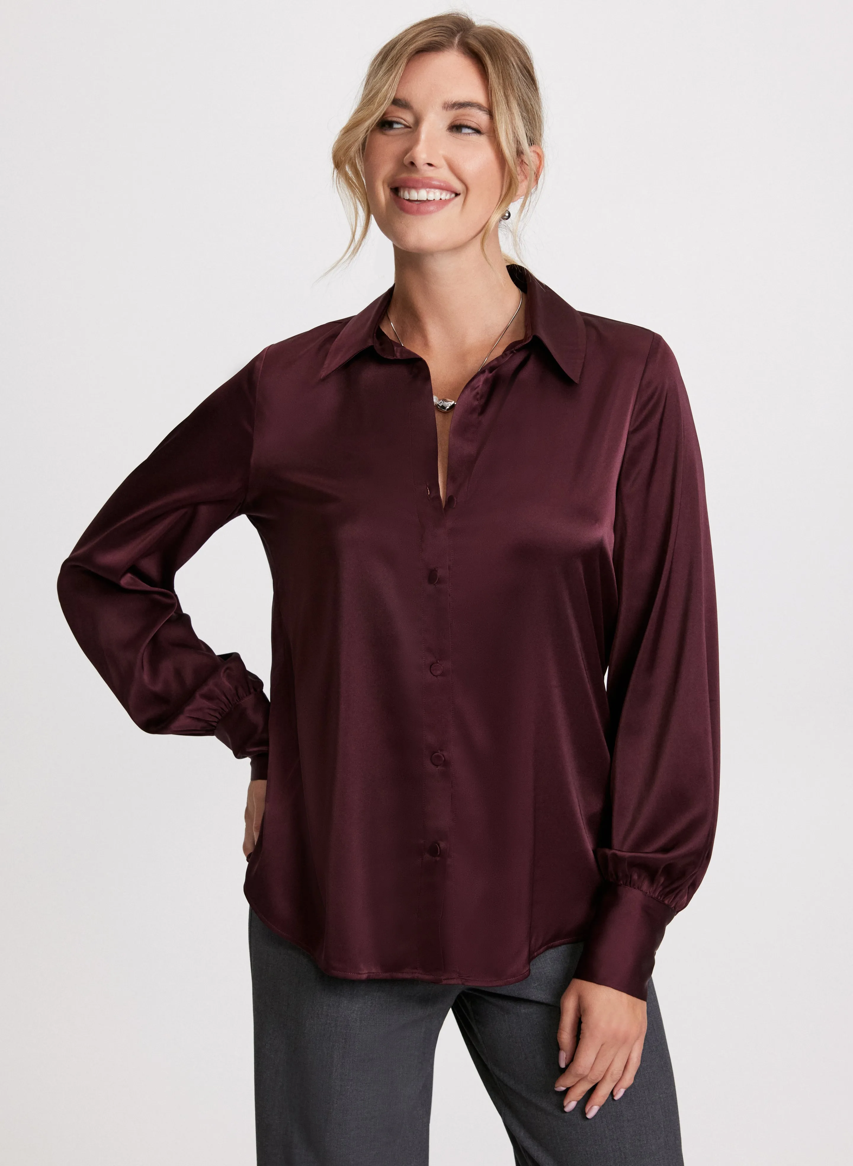 Satin Button Down Blouse sold by Laura product image thumbnail 5