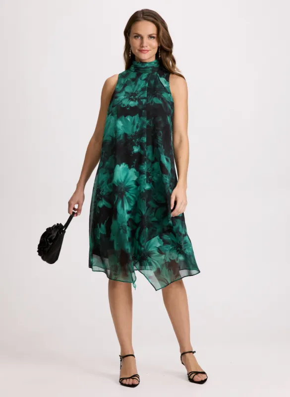 Floral Print Mock Neck Dress sold by Laura