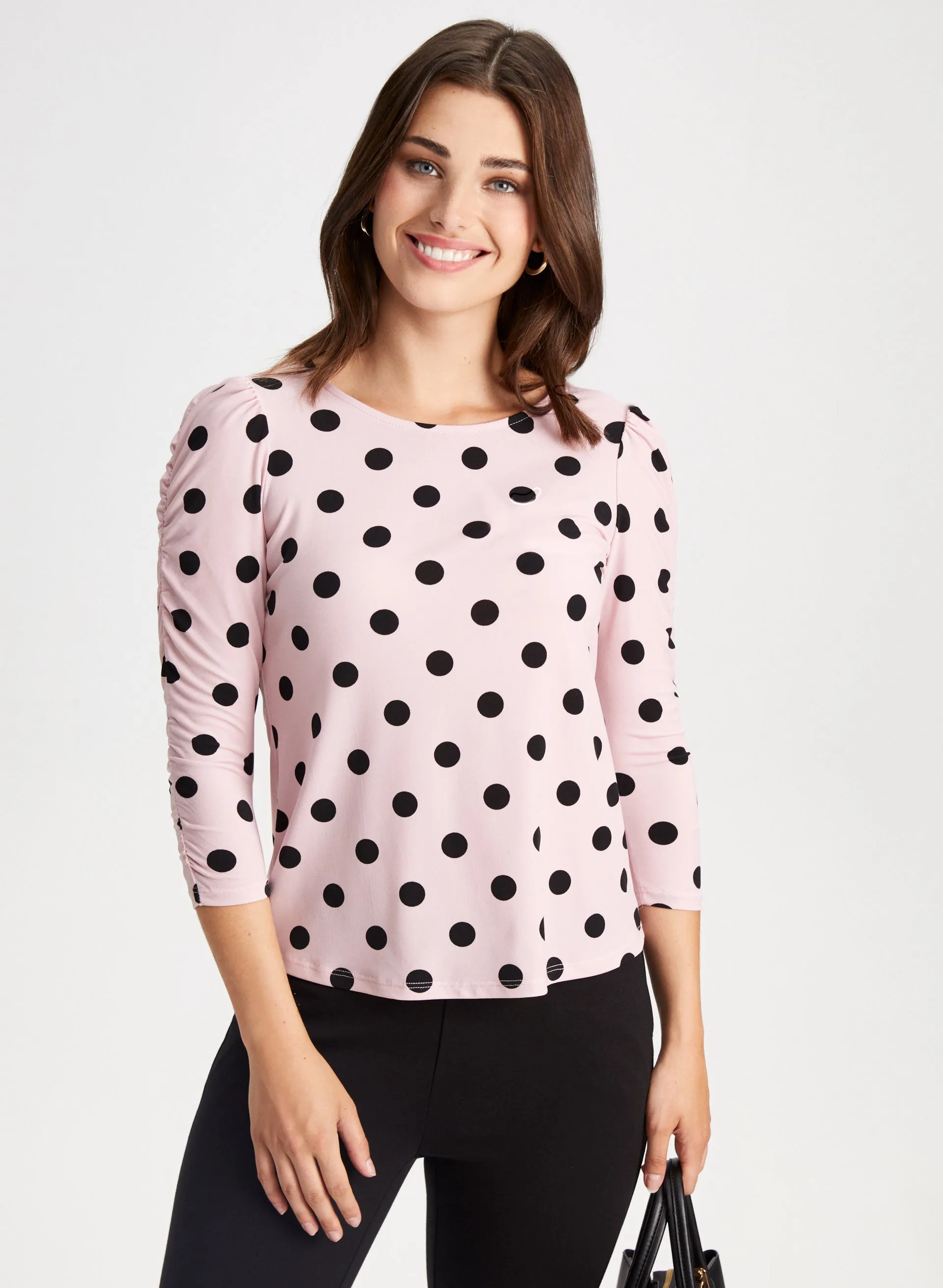 Dot Print 3/4 Sleeve Top sold by Laura