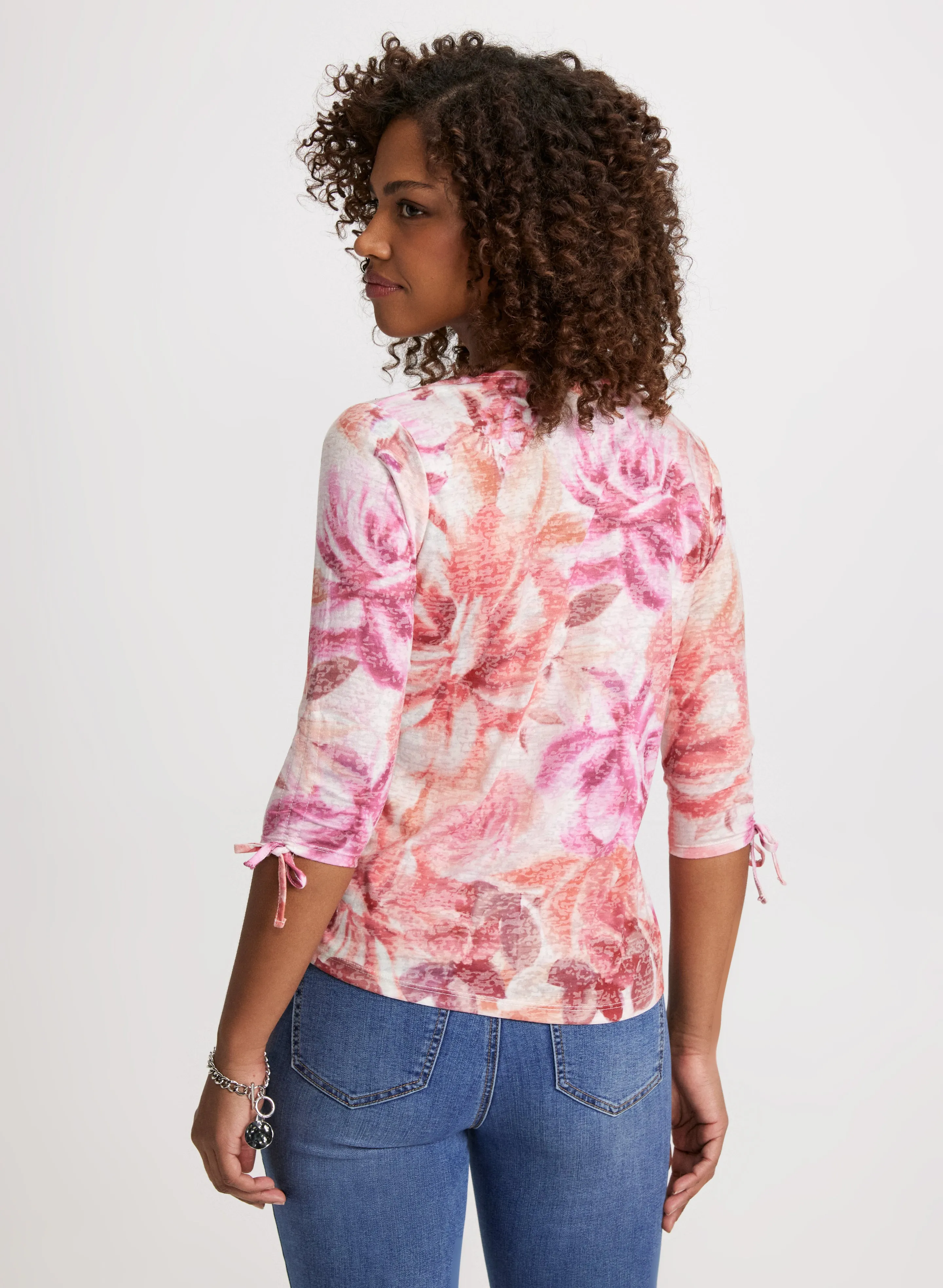 Floral Tee With Tie Sleeves sold by Laura product image thumbnail 5