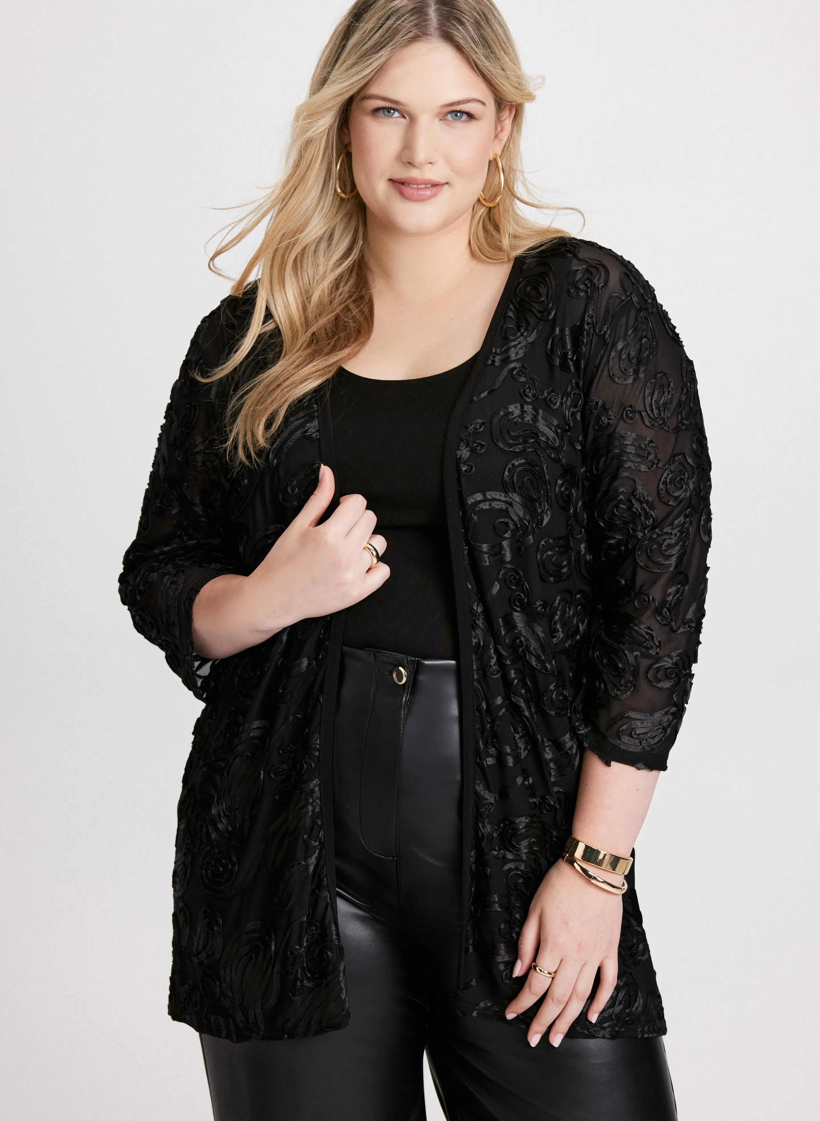 Embroidered 3/4 Sleeve Cover Up sold by Laura