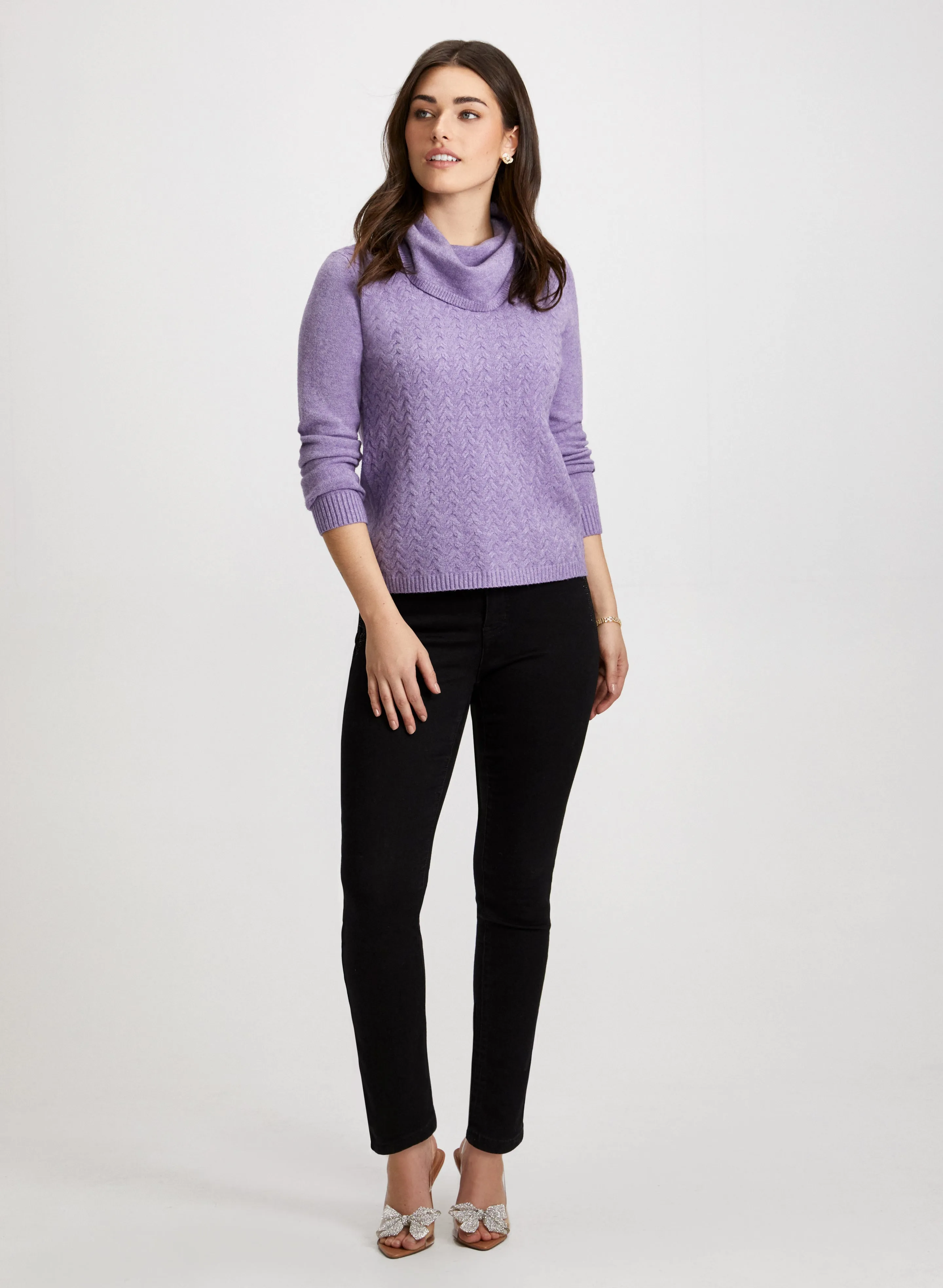 Cable Knit Sweater & Rhinestone Detail Jeans sold by Laura