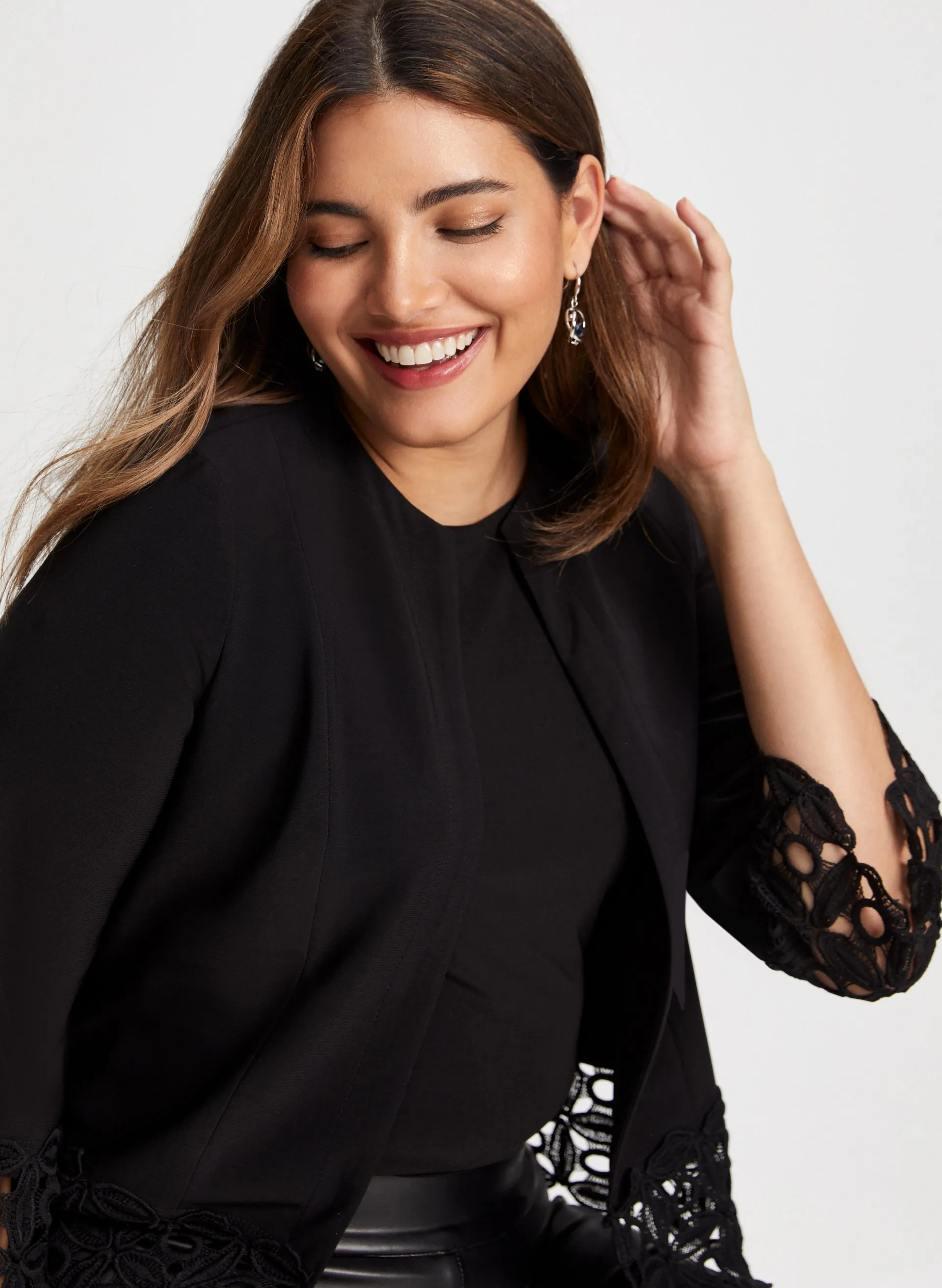 Open Front Lace Trim Top sold by Laura product image thumbnail 3