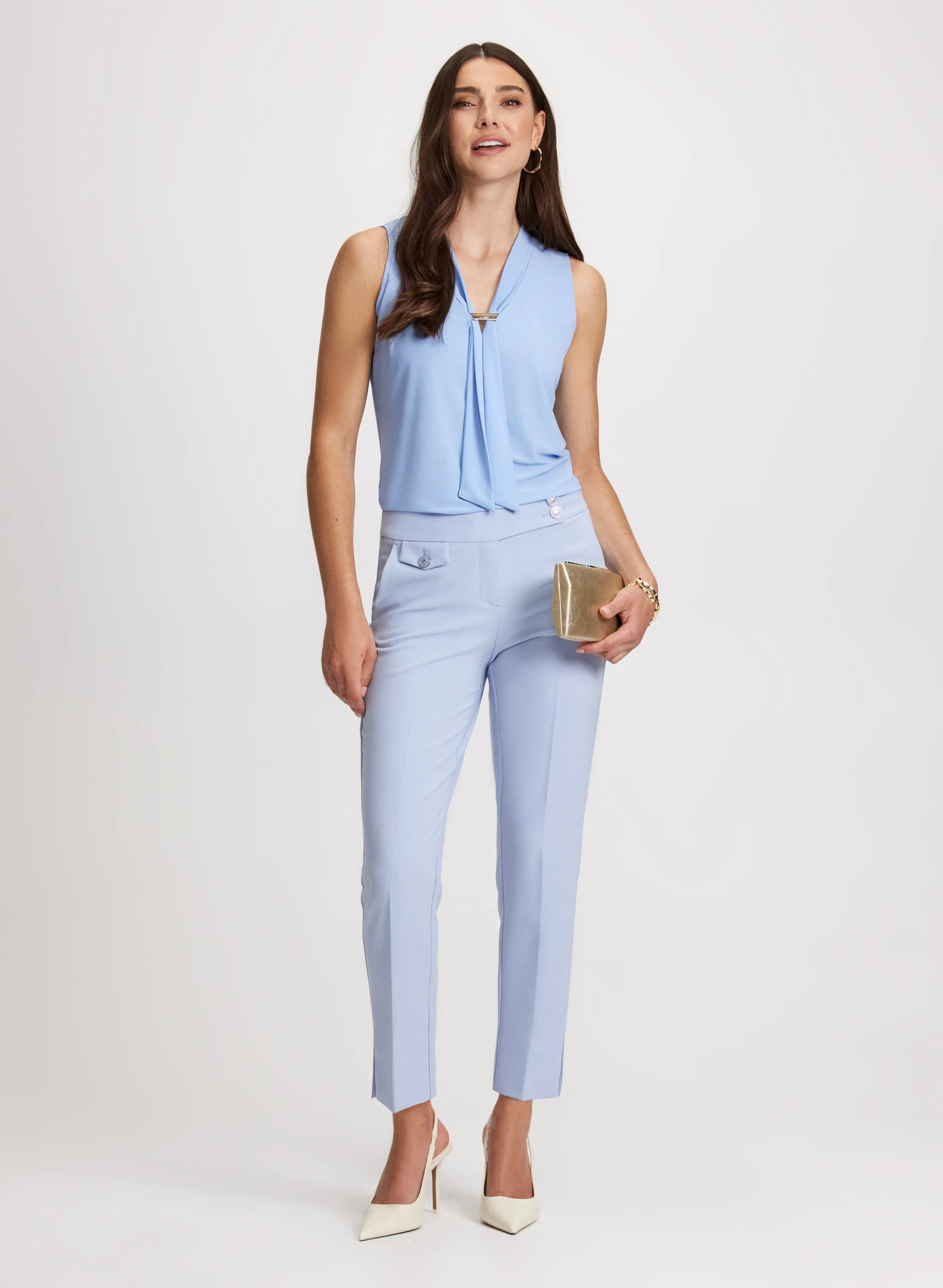 Sleeveless Tie-Neck Top & Slim Leg Pants sold by Laura