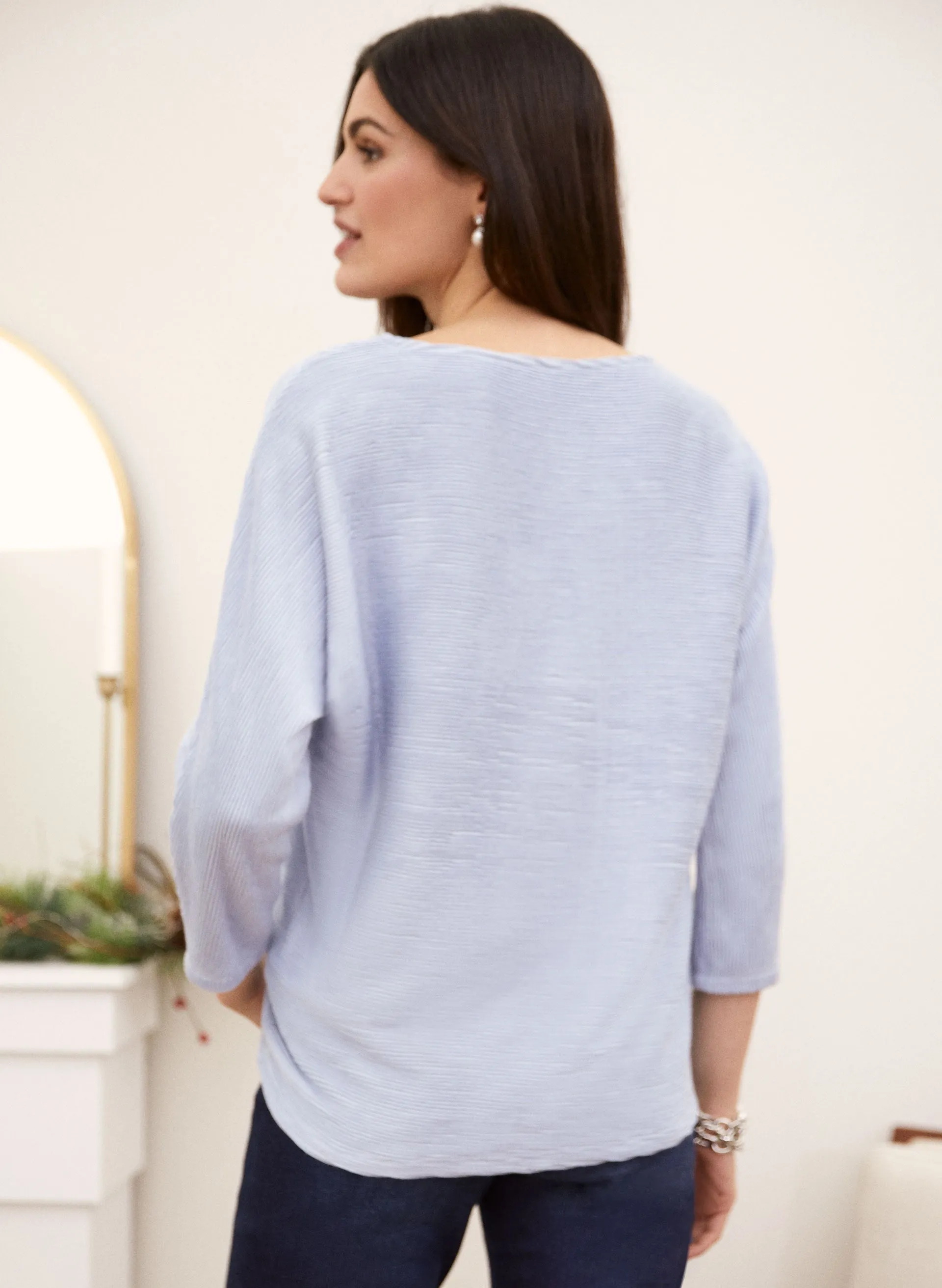 3/4 Sleeve Ottoman Stitch Top sold by Laura product image thumbnail 3