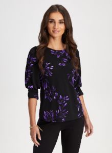 Puff Sleeve Floral Print Top sold by Laura