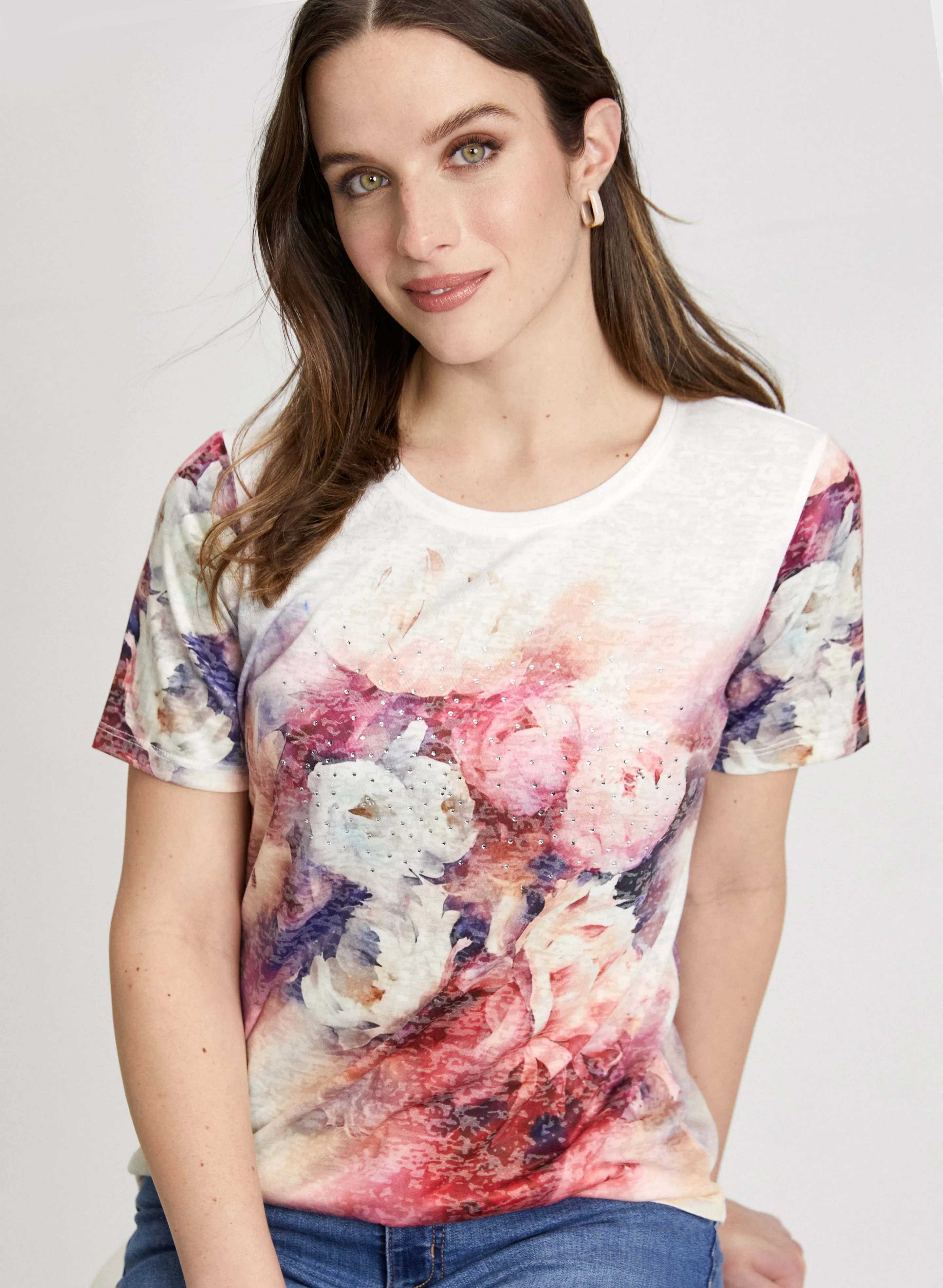 Floral Print Burnout Tee sold by Laura product image thumbnail 5