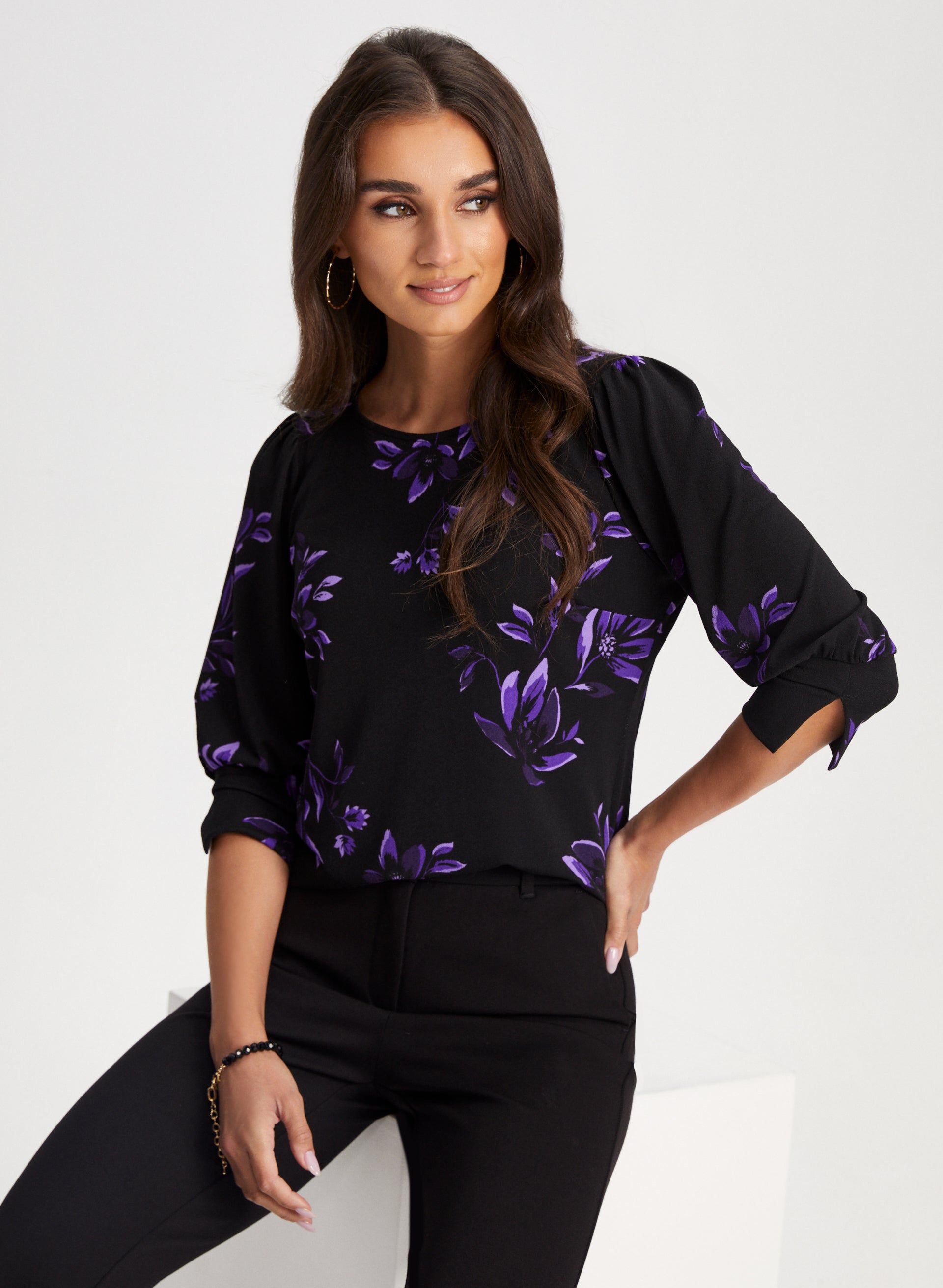 Puff Sleeve Floral Print Top sold by Laura