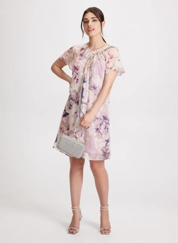 Rhinestone Detail Floral Dress sold by Laura