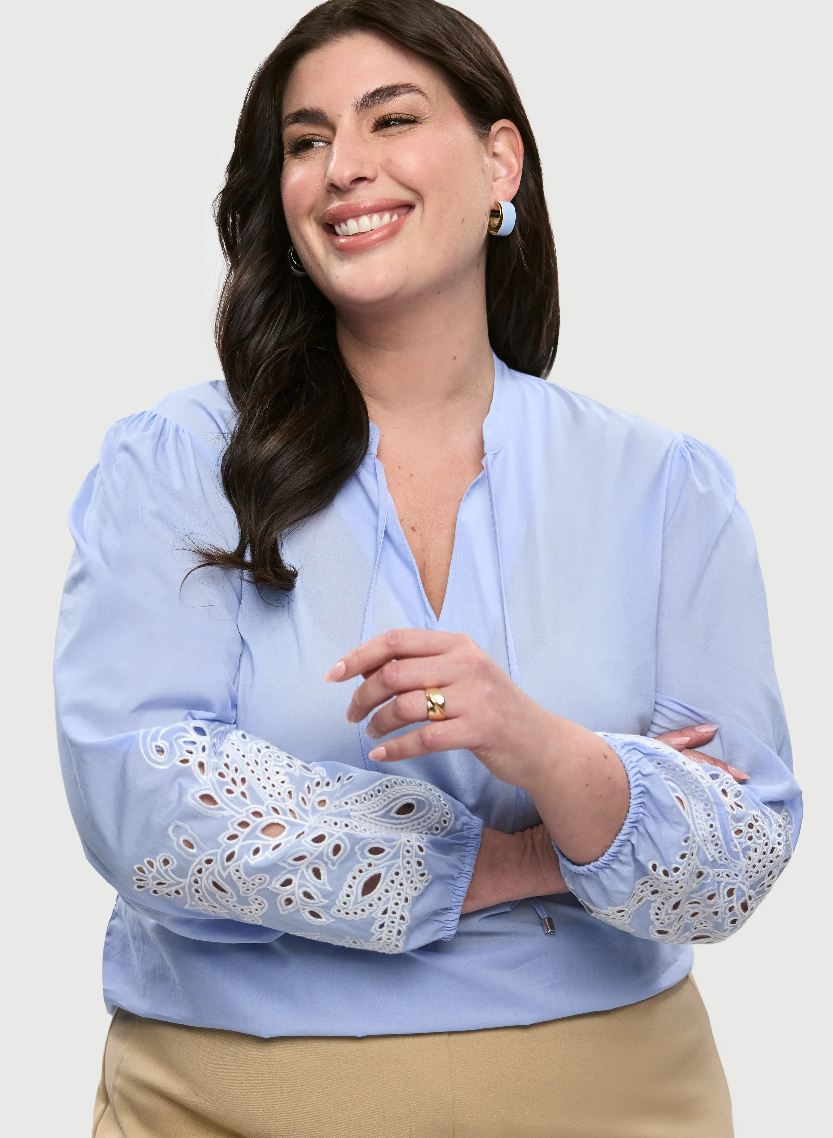 Embroidered Bouffant Sleeve Blouse sold by Laura