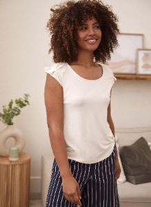 Ruffle Detail Short Sleeve Tee sold by Laura