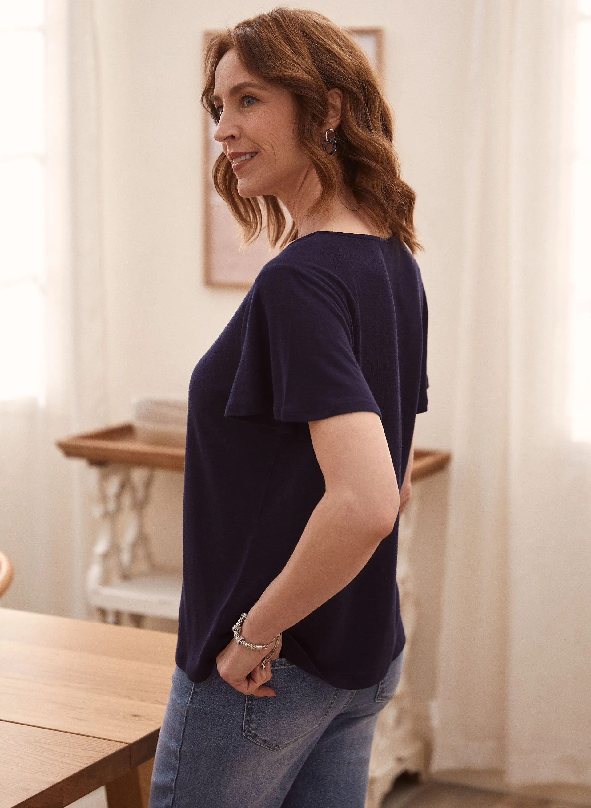 Short Ruffle Sleeve Tee sold by Laura product image thumbnail 4