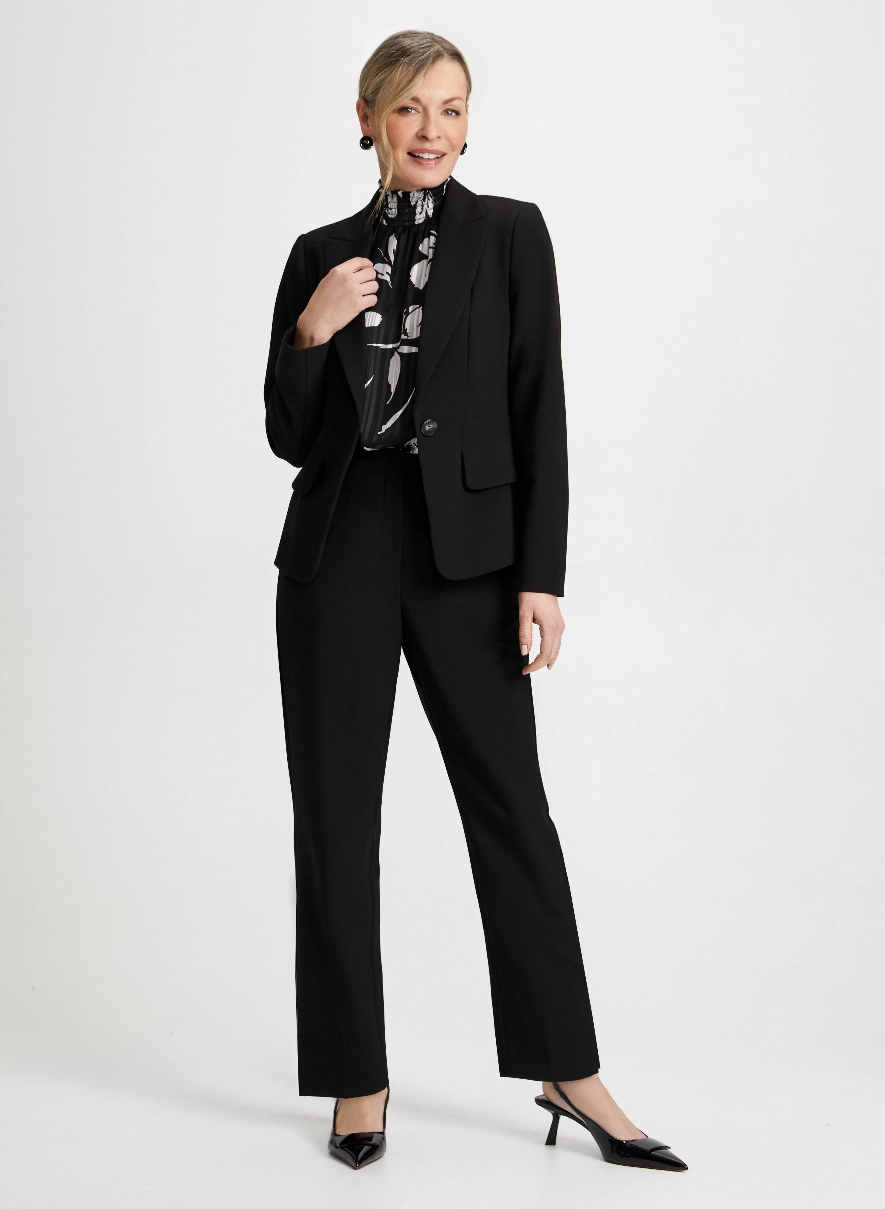 Notch Collar Blazer & Slim Leg Pants sold by Laura