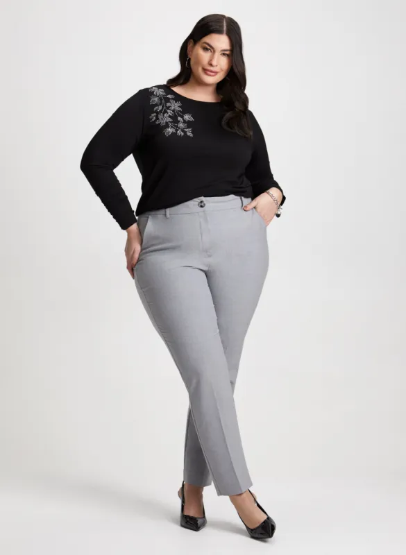Rhinestone Appliqué Top & Bi-Stretch Pants sold by Laura