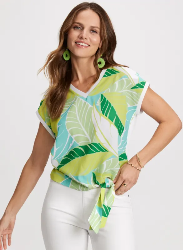 Tied-Hem Leaf Print Top sold by Laura