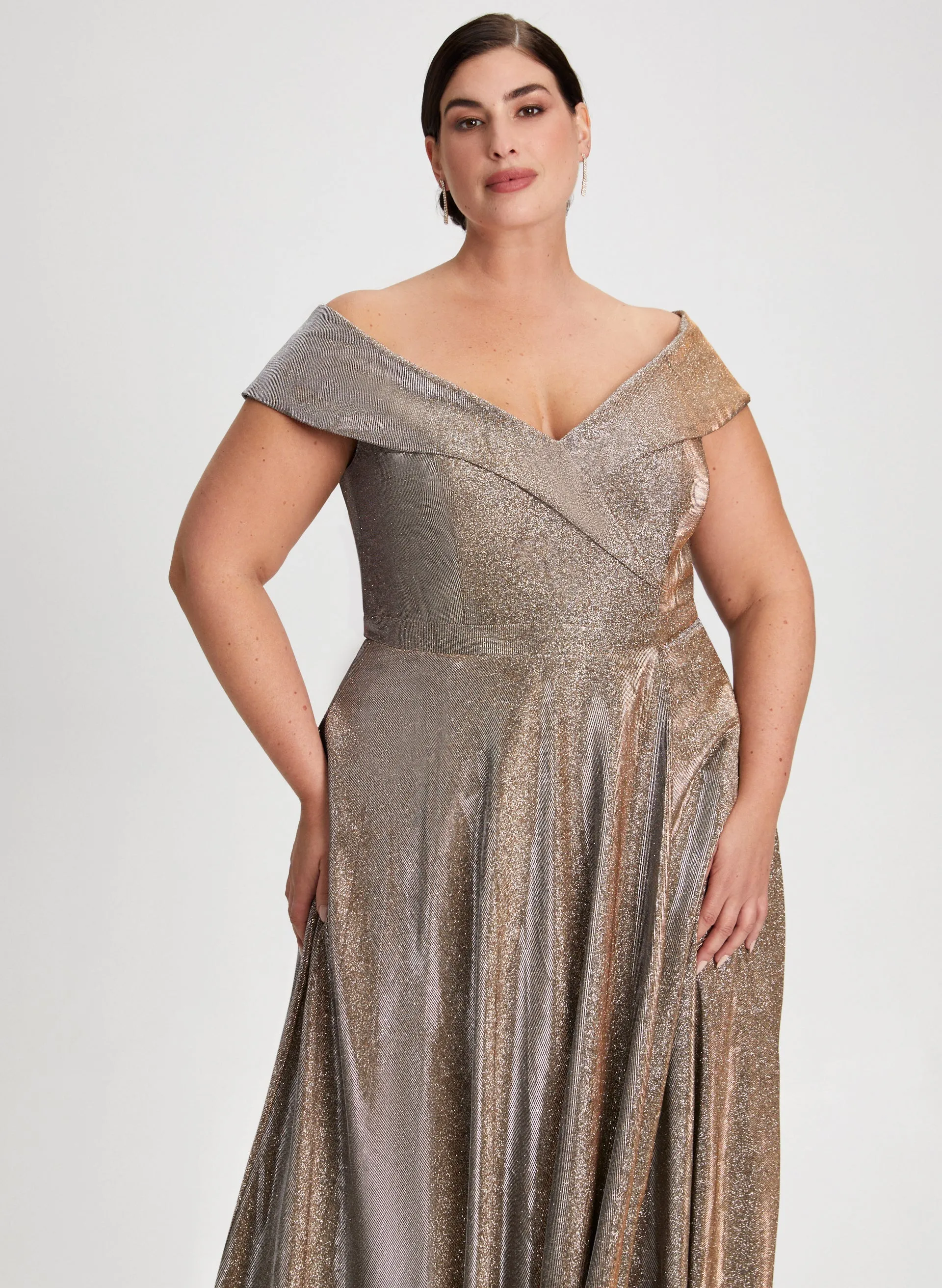 Bardot Neck Shimmer Detail Dress sold by Laura product image thumbnail 5